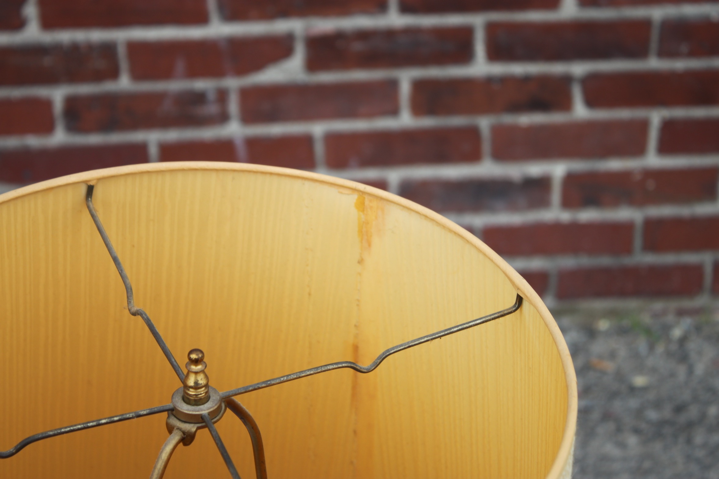 Vintage Brass Table Lamp with Stone Center