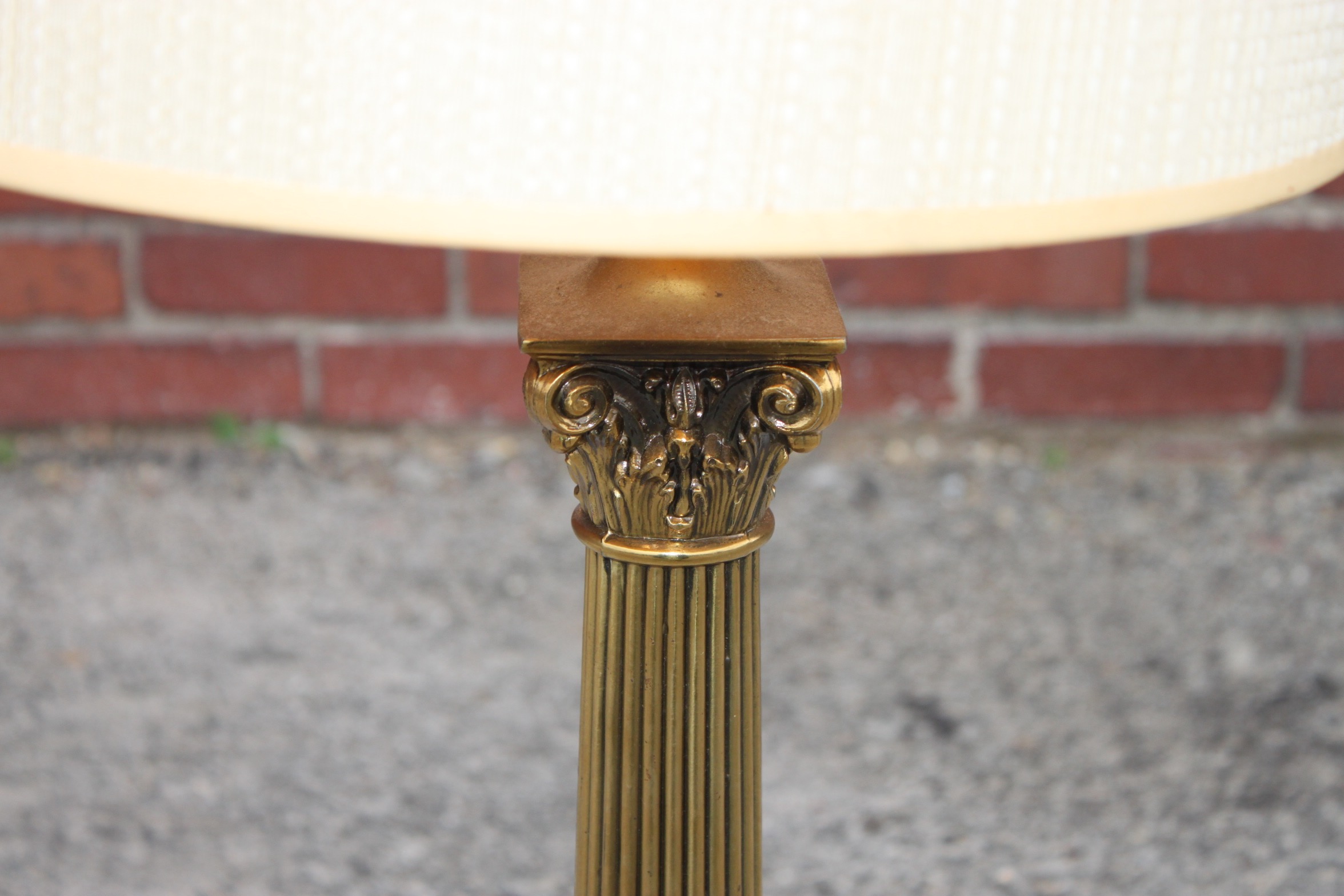 Vintage Brass Table Lamp with Stone Center