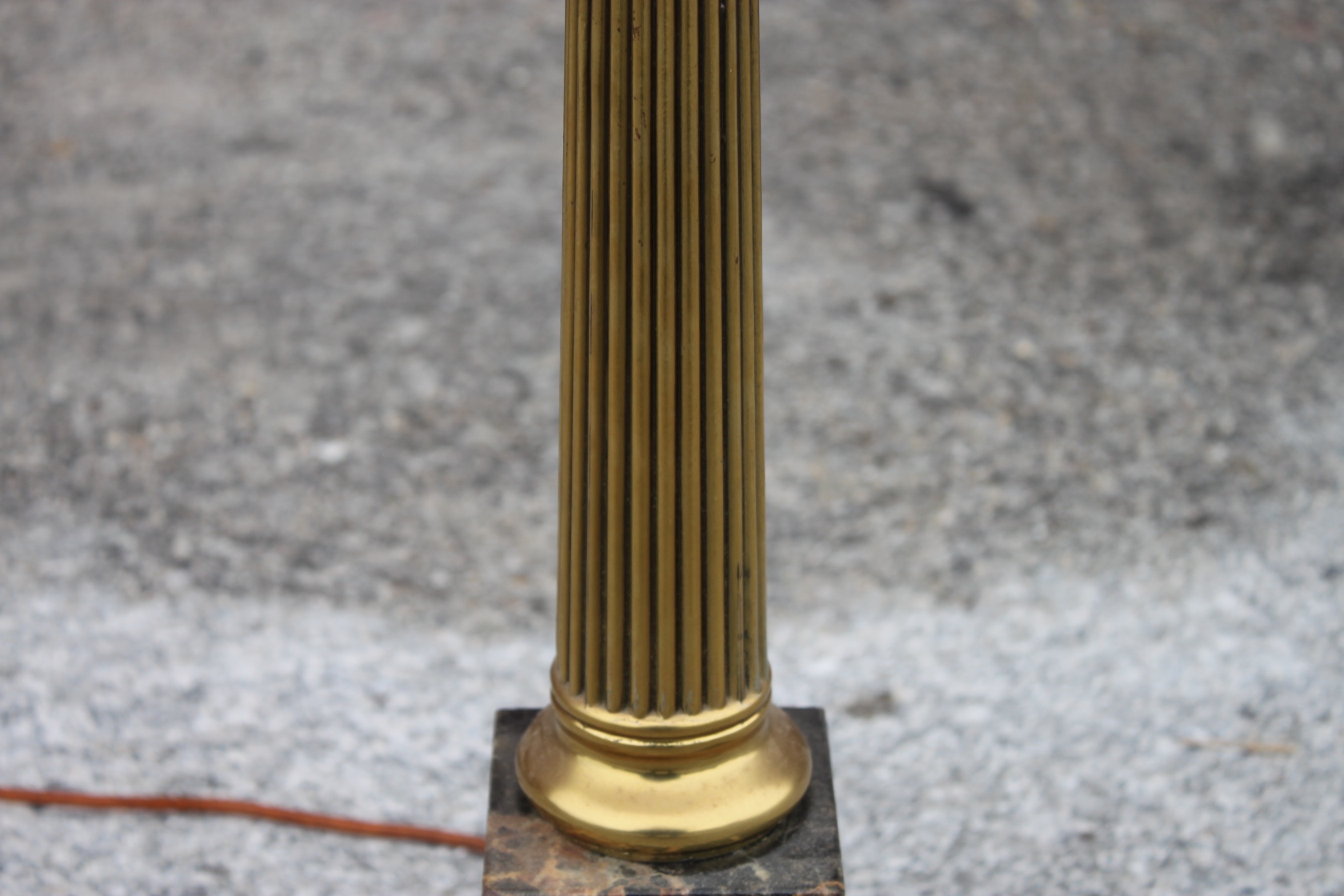 Vintage Brass Table Lamp with Stone Center