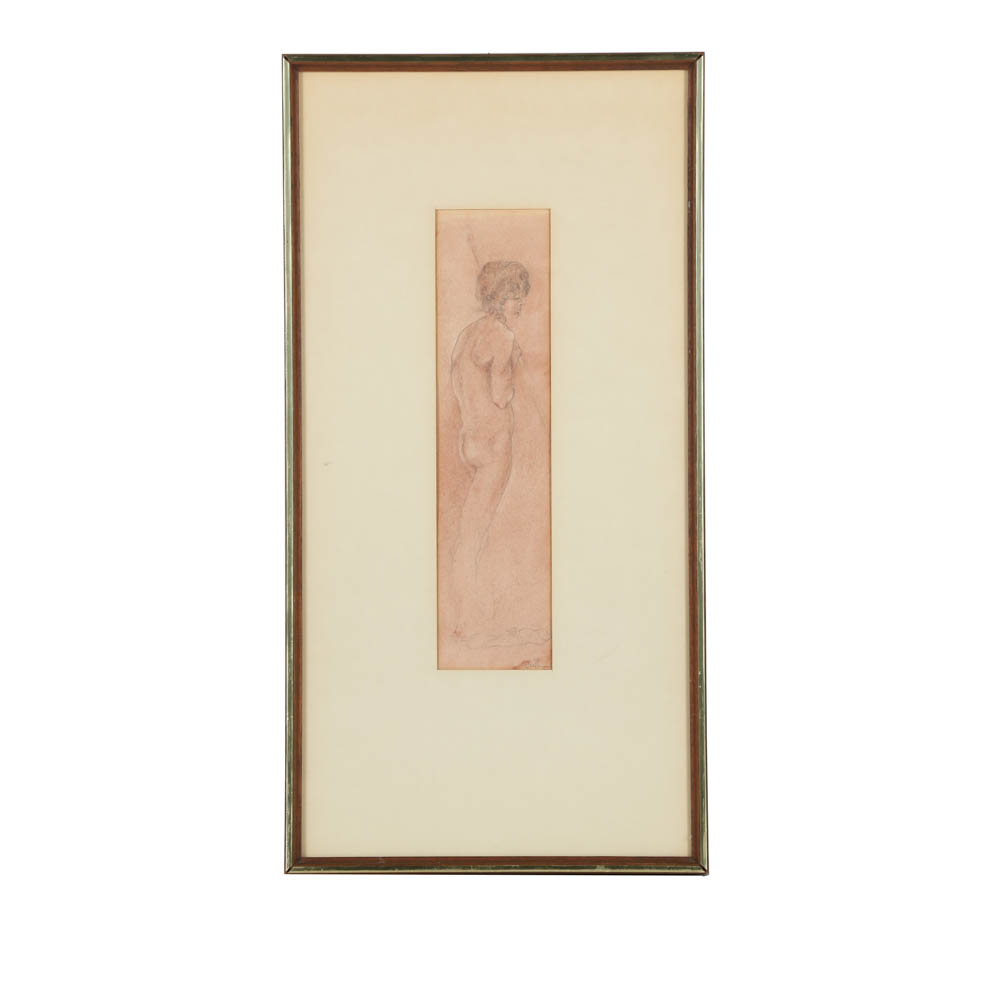 Carla C. Jackson Conte Crayon and Graphite on Paper of Male Nude