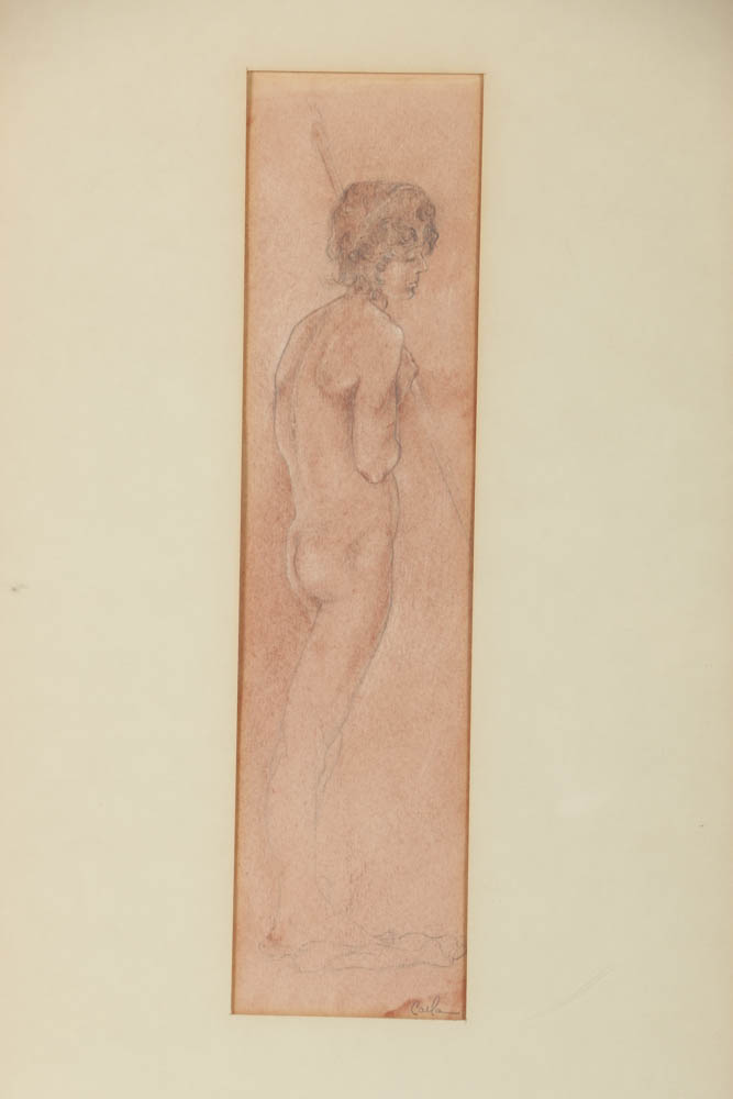 Carla C. Jackson Conte Crayon and Graphite on Paper of Male Nude