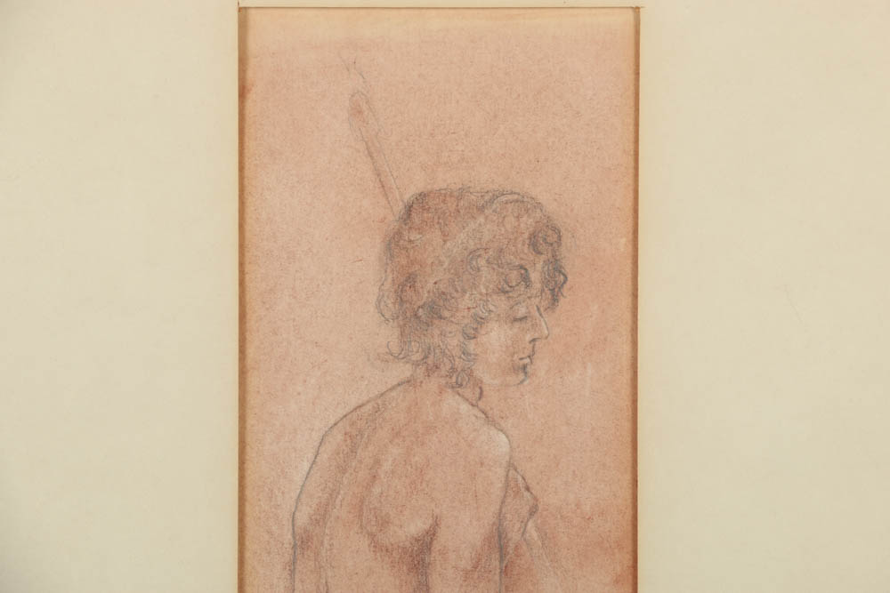 Carla C. Jackson Conte Crayon and Graphite on Paper of Male Nude