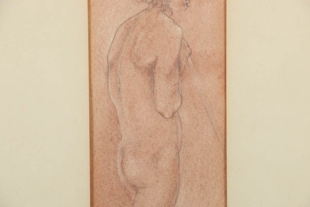 Carla C. Jackson Conte Crayon and Graphite on Paper of Male Nude