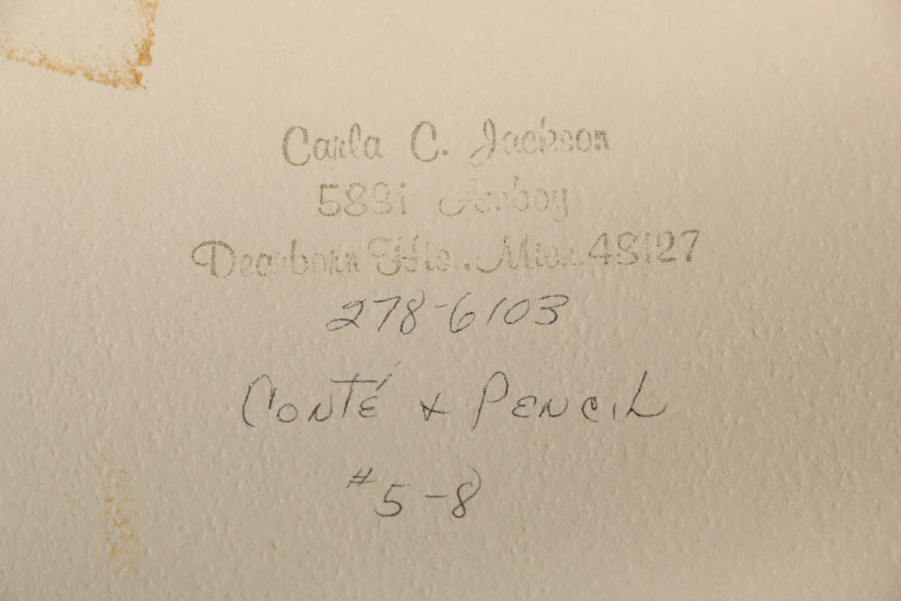 Carla C. Jackson Conte Crayon and Graphite on Paper of Male Nude