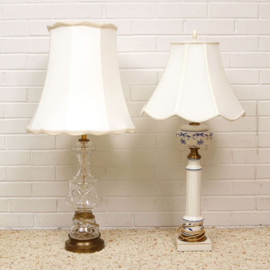 Vintage Ceramic and Glass Table Lamps