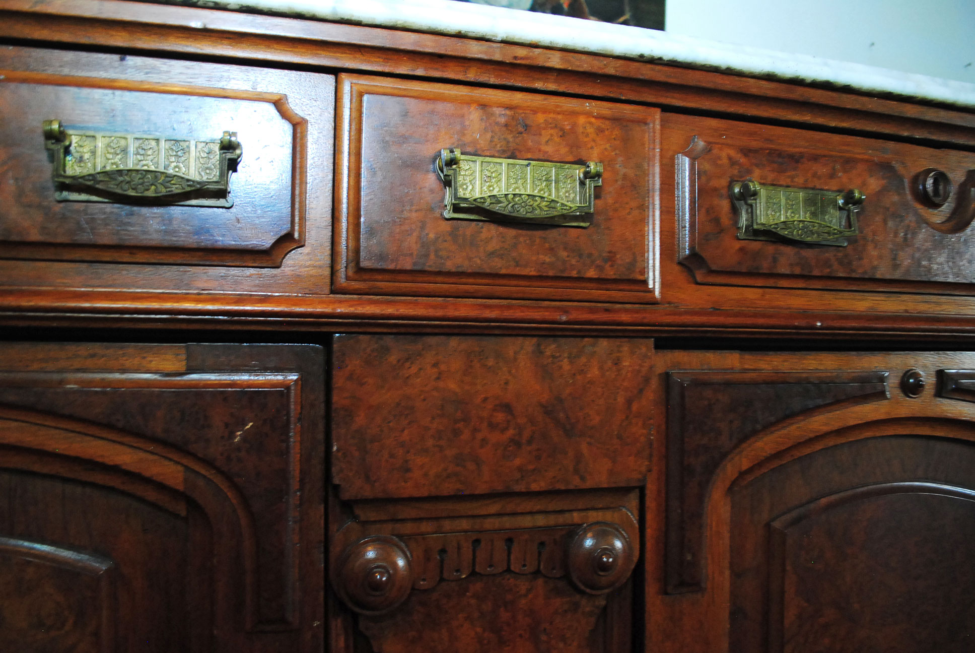 Antique Victorian Eastlake Marble Top Buffet