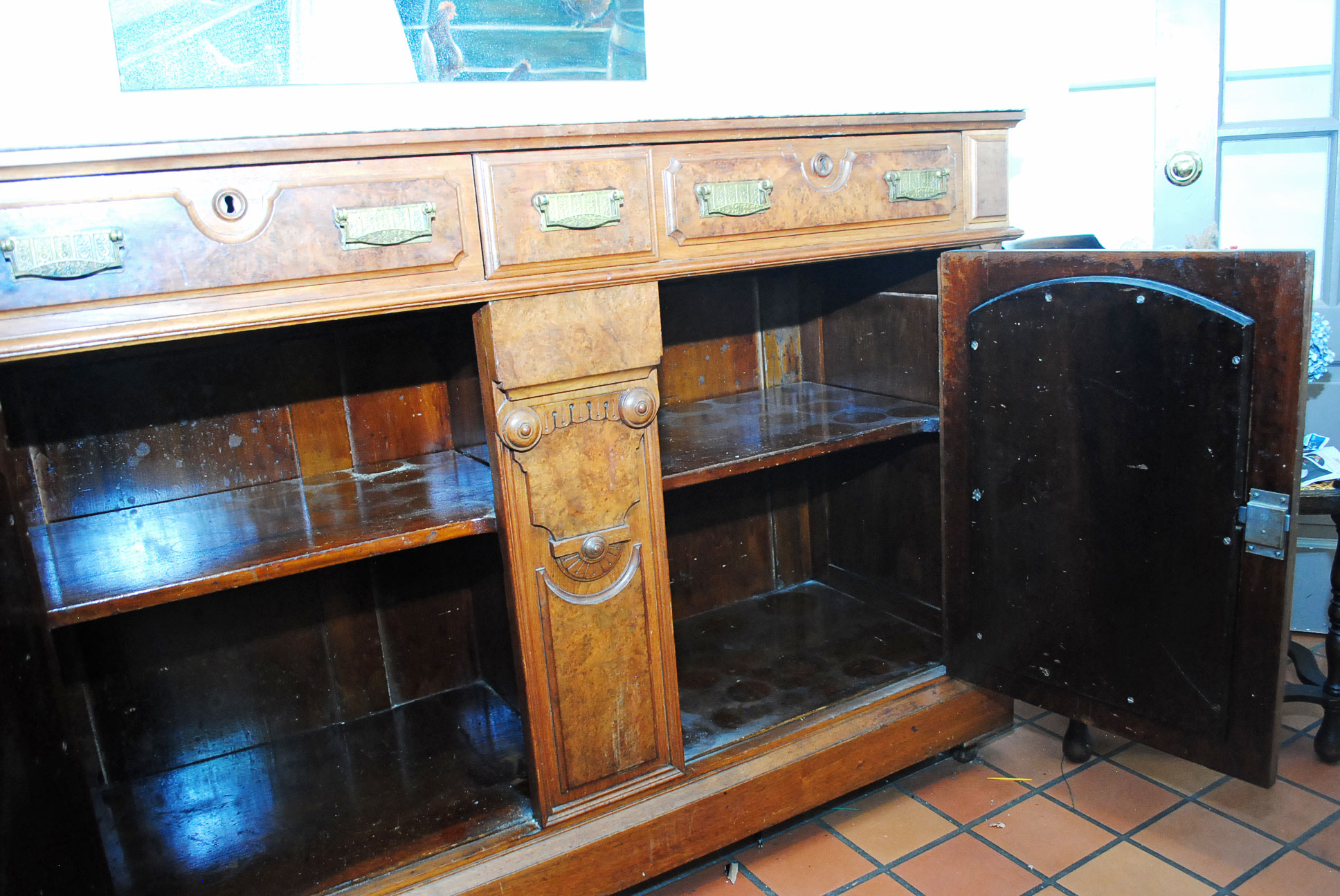 Antique Victorian Eastlake Marble Top Buffet