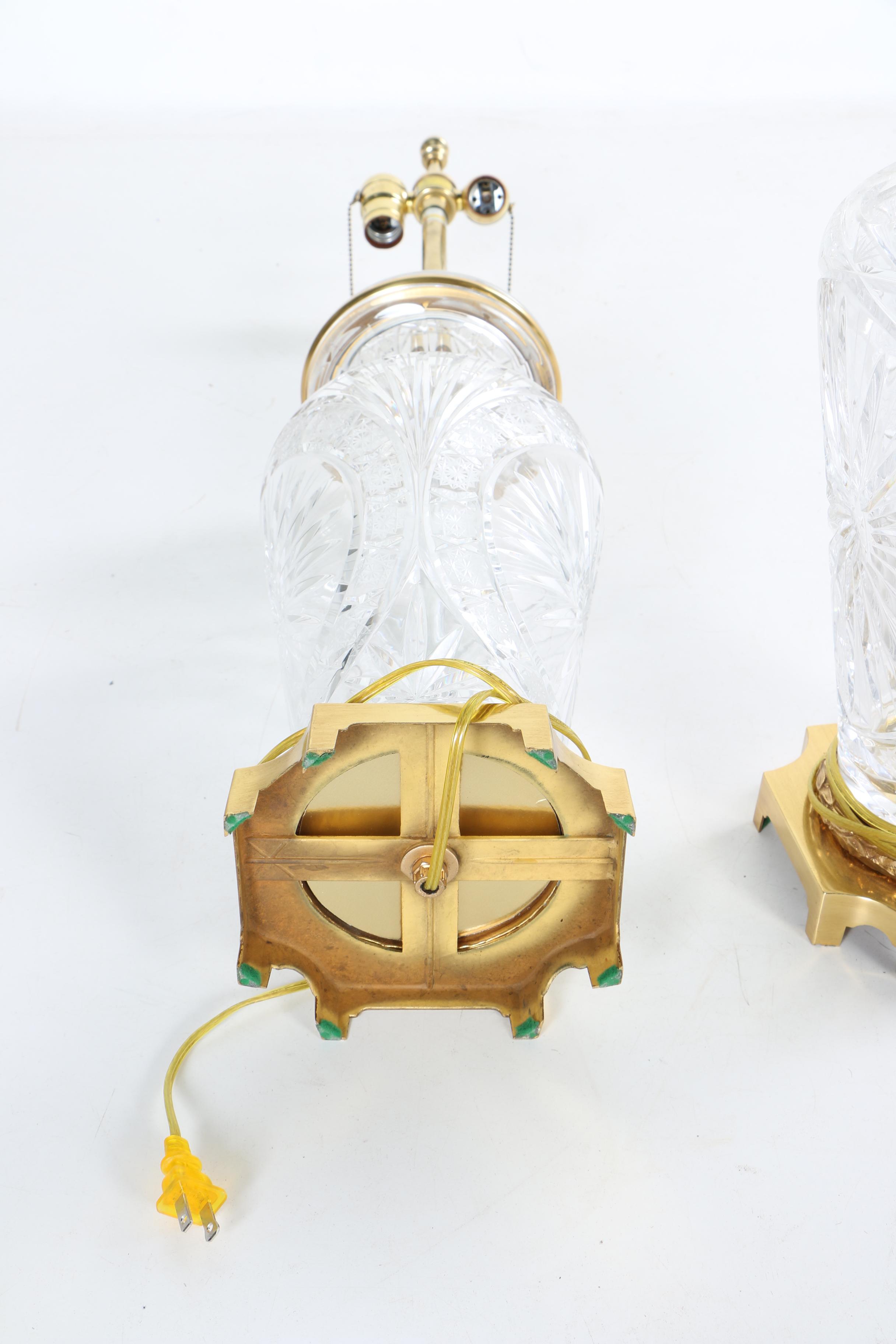 Cut Glass Dual Socket Table Lamps