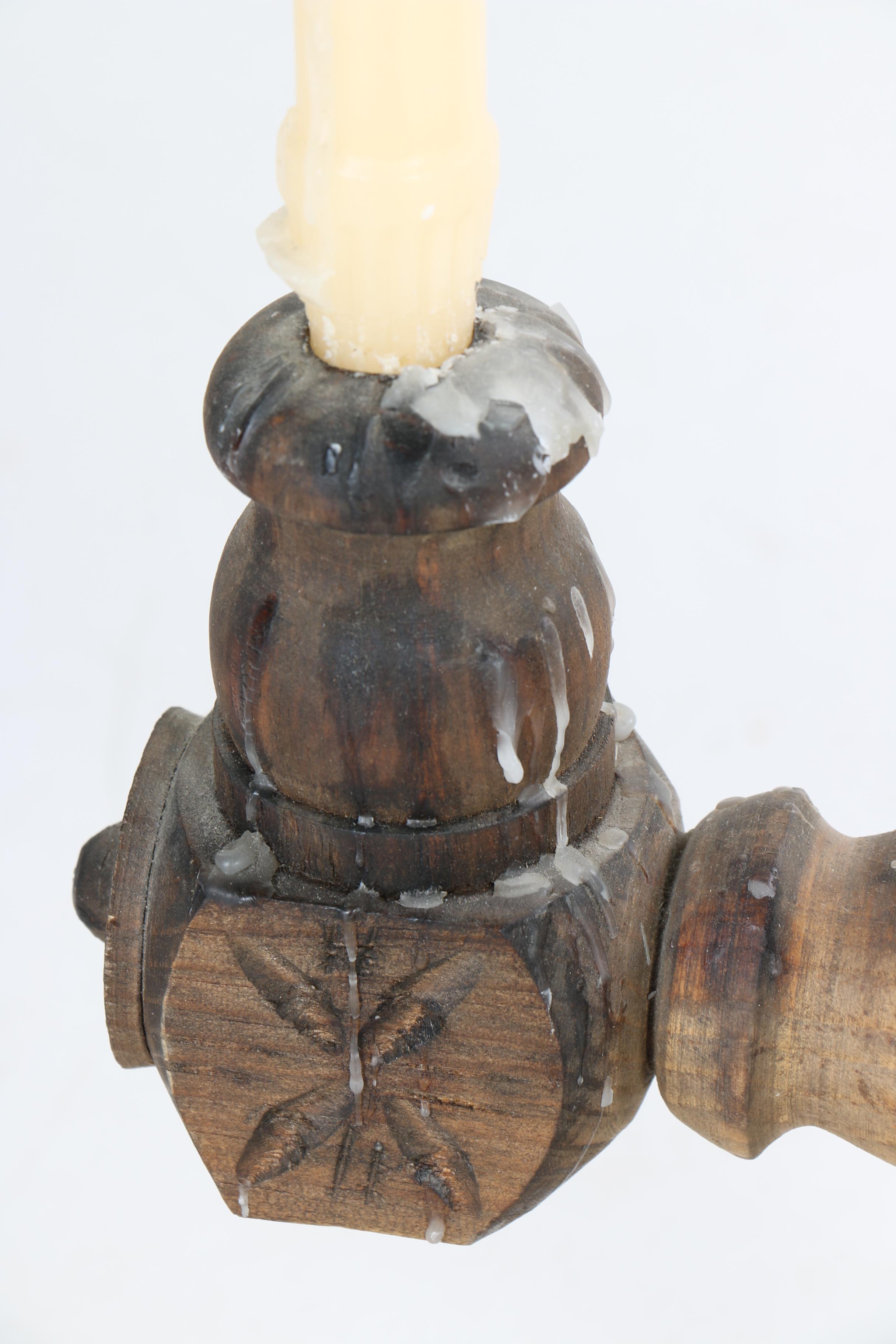 Carved Wooden Candle Holder