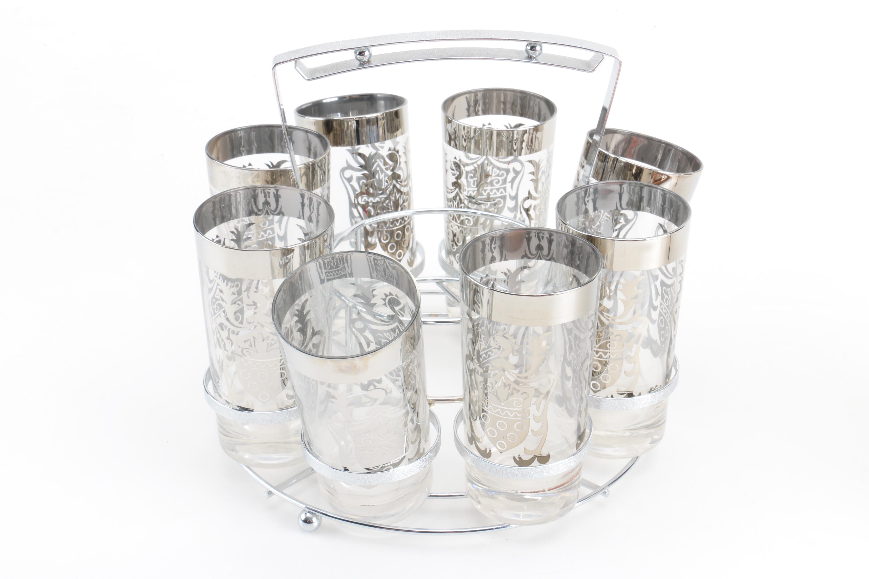 Mid Century Modern Kimiko "Guardian" Highball Glasses and Barware