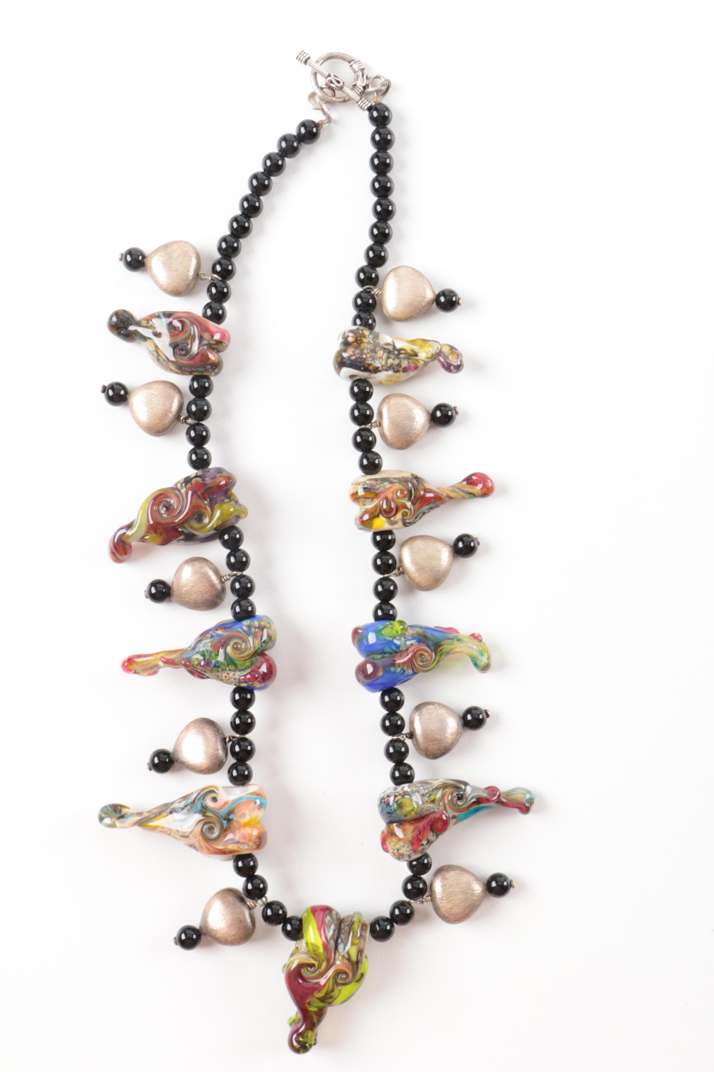 Millefiori Style and Fused Glass Beaded Necklaces, Cuff Bracelets and More