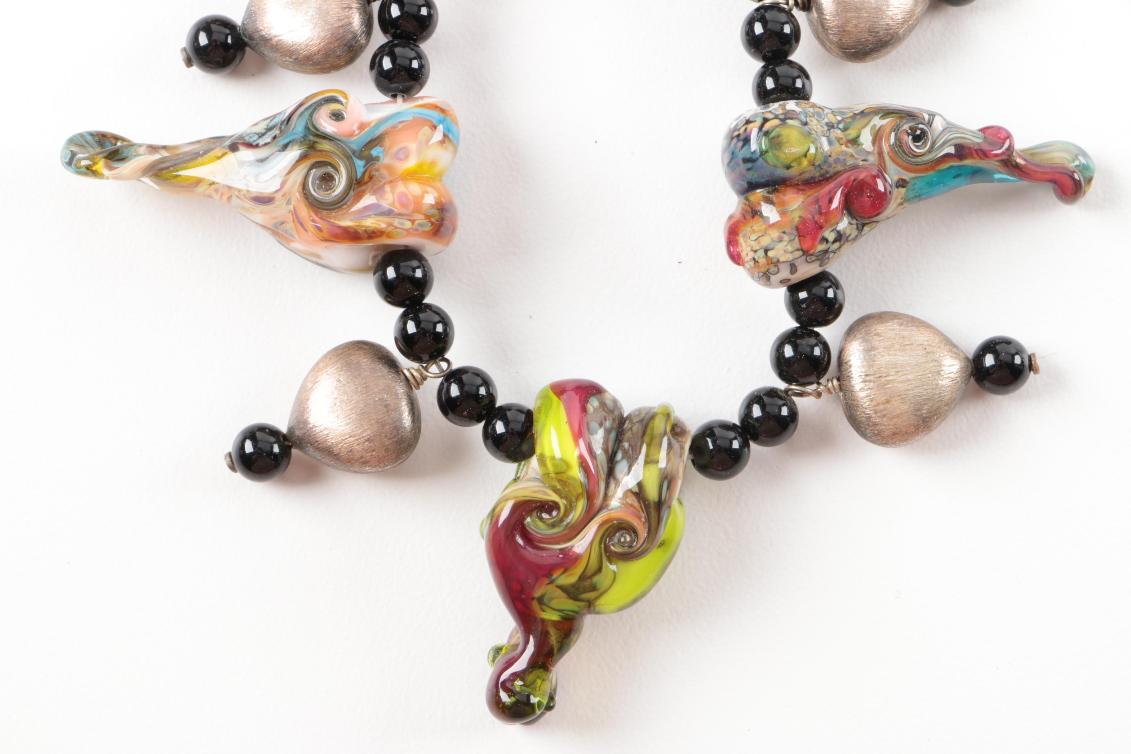 Millefiori Style and Fused Glass Beaded Necklaces, Cuff Bracelets and More