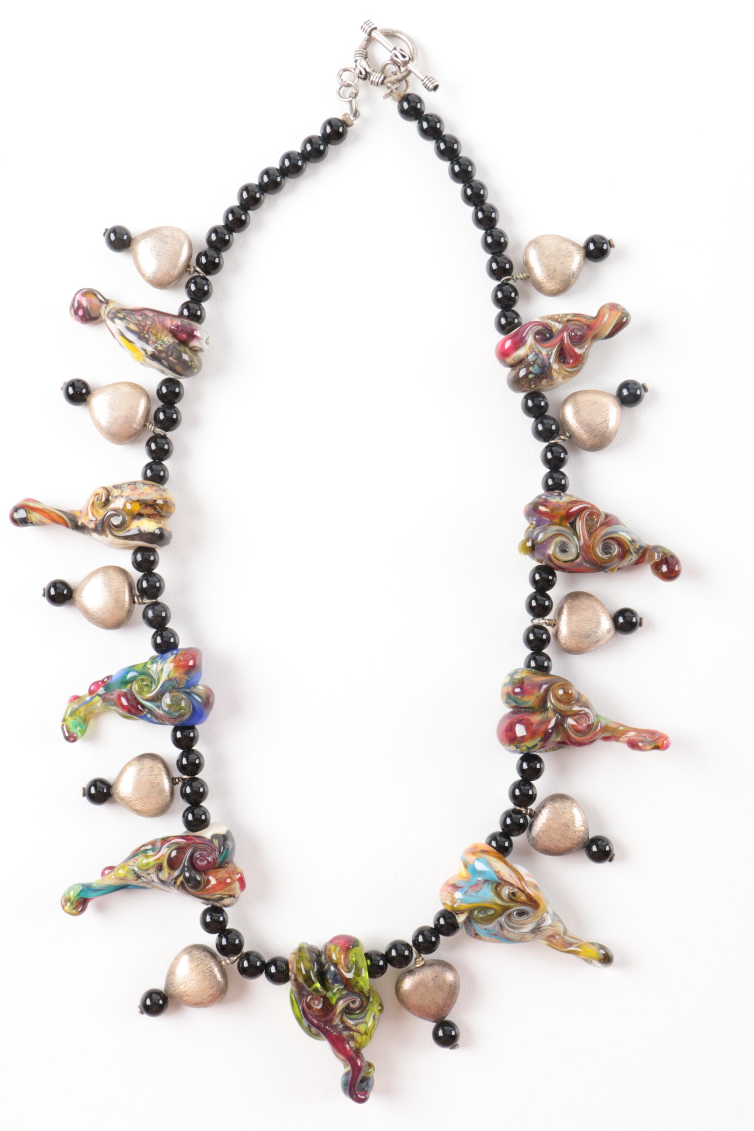 Millefiori Style and Fused Glass Beaded Necklaces, Cuff Bracelets and More