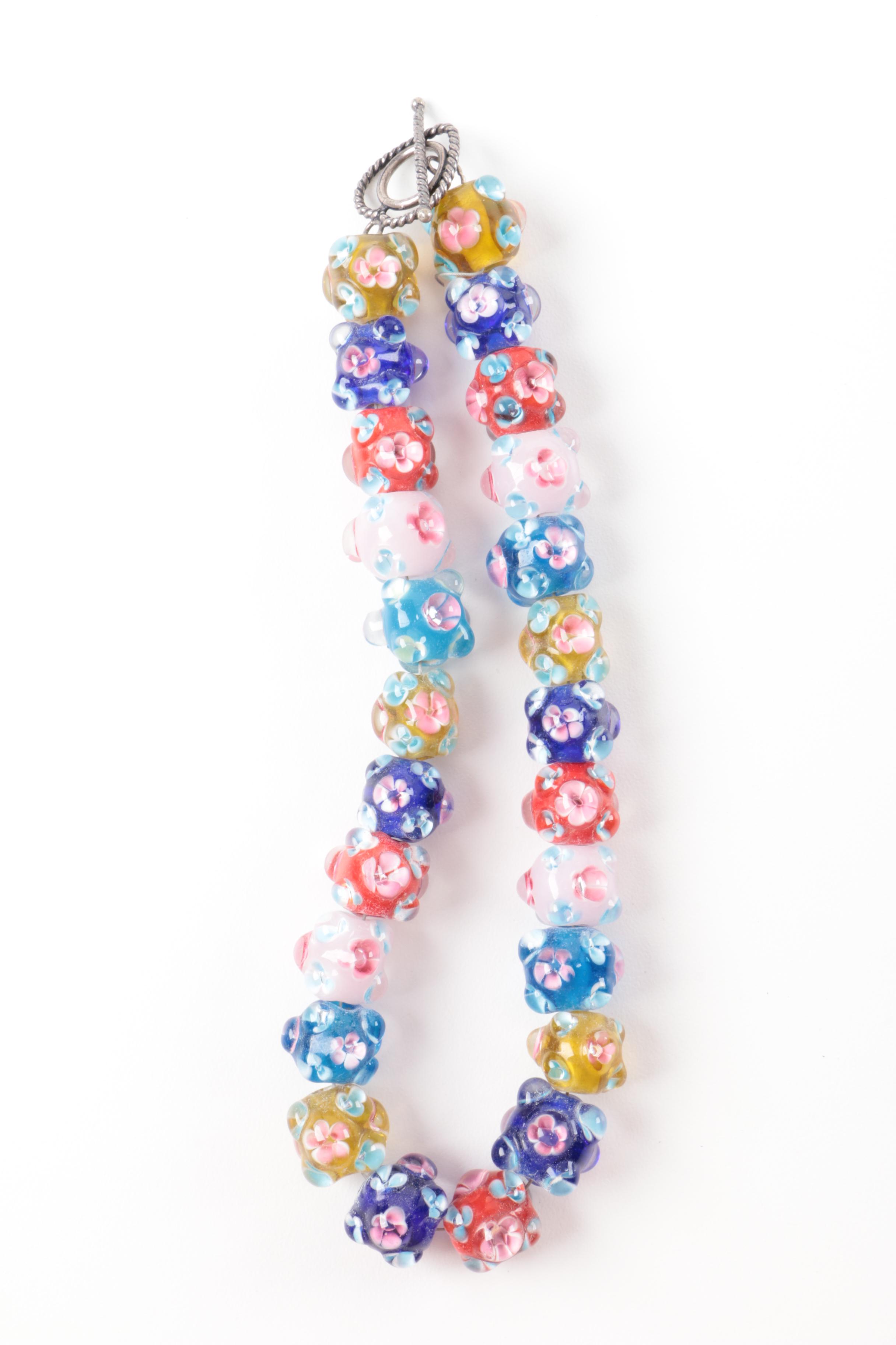 Millefiori Style and Fused Glass Beaded Necklaces, Cuff Bracelets and More