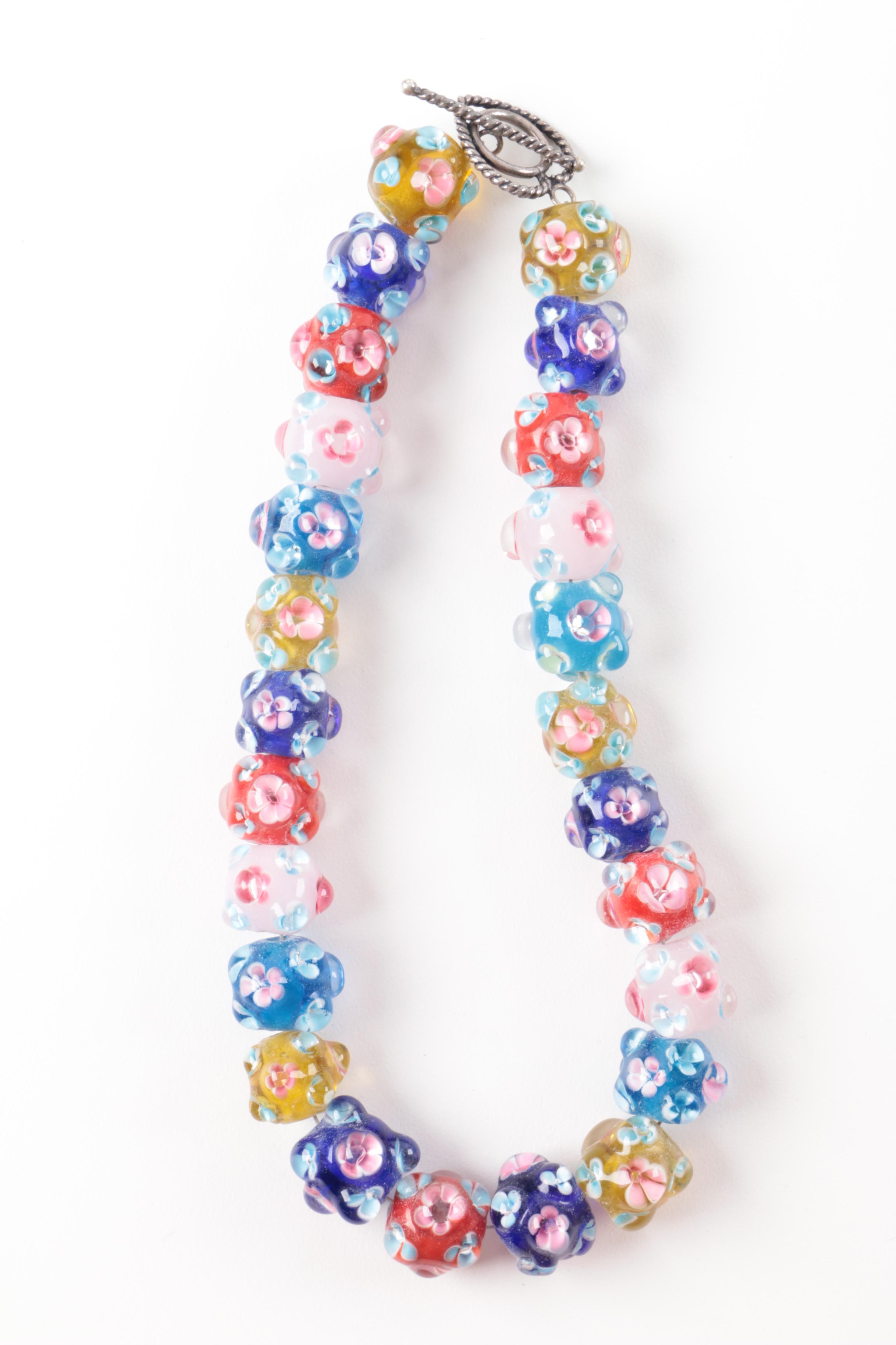 Millefiori Style and Fused Glass Beaded Necklaces, Cuff Bracelets and More