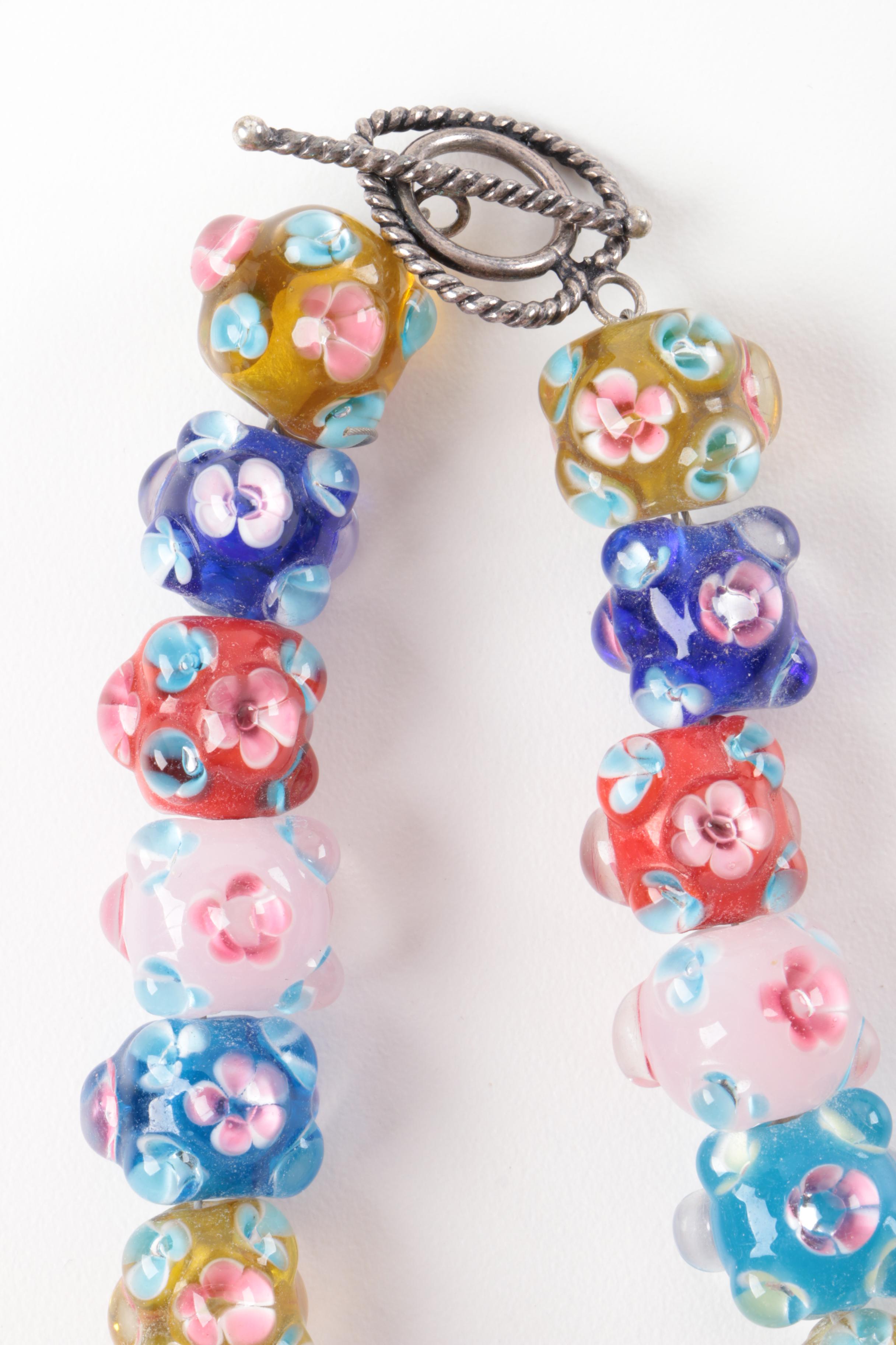 Millefiori Style and Fused Glass Beaded Necklaces, Cuff Bracelets and More