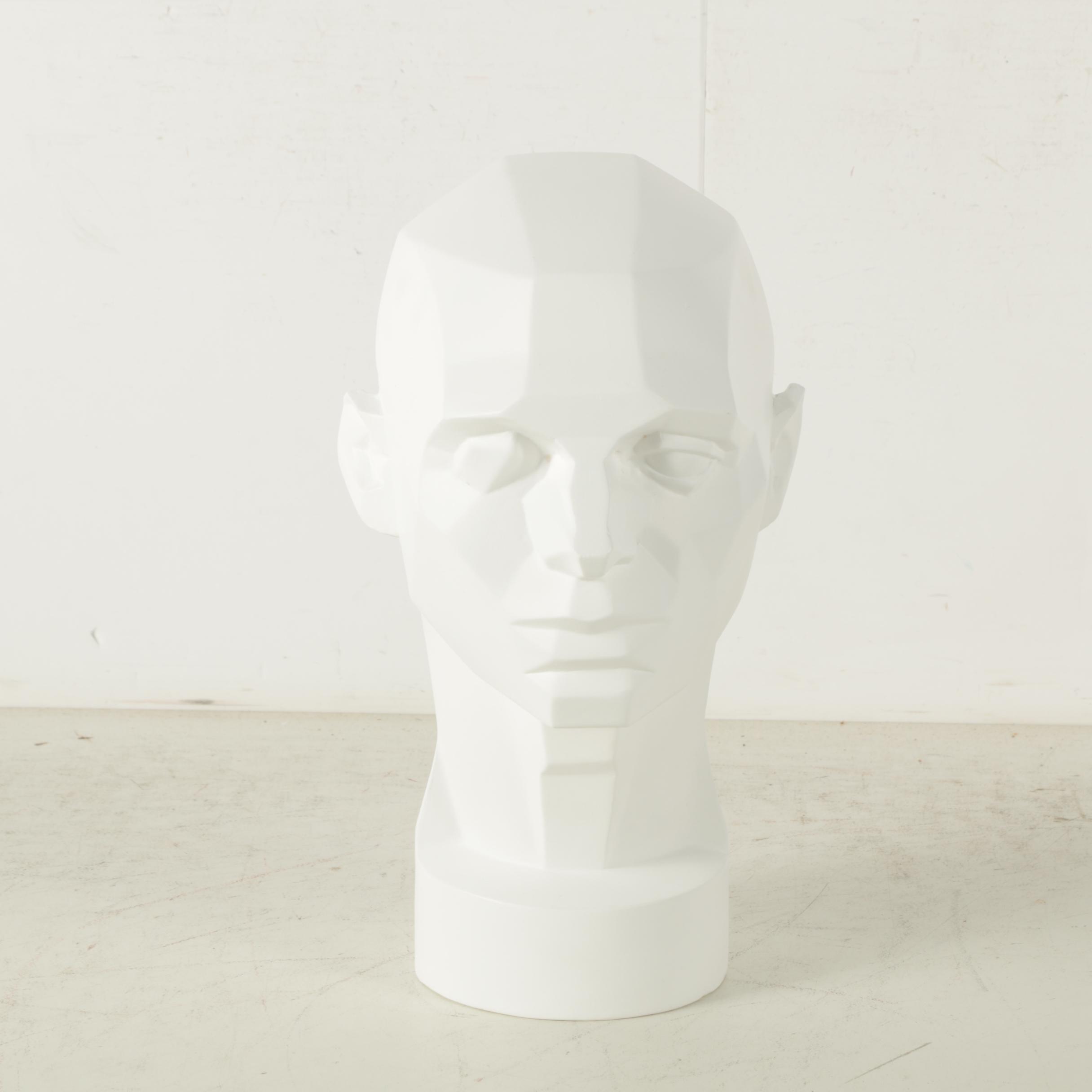 John Asaro 1976 Plaster Geometrical Bust "Planes of the Head"