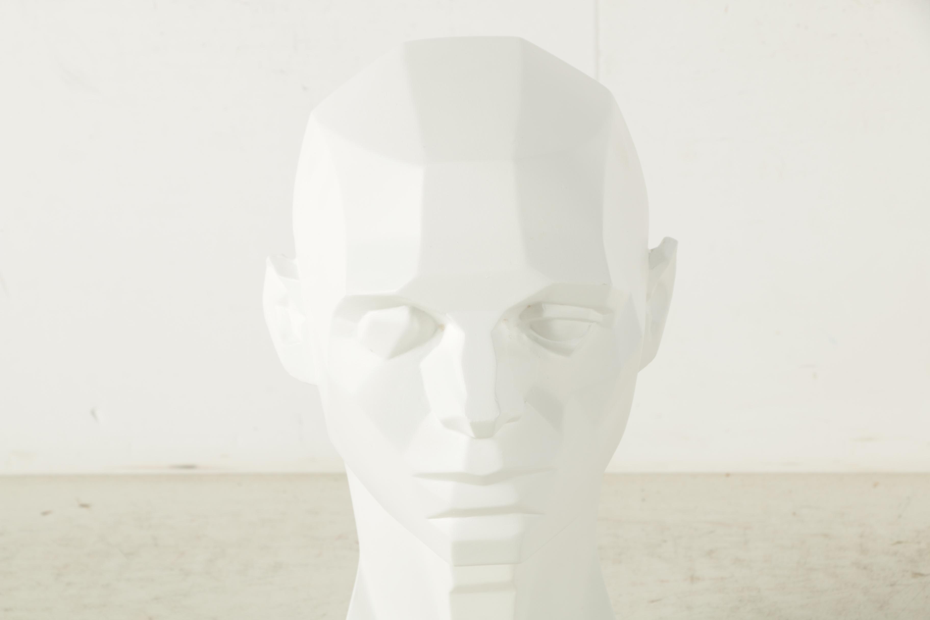 John Asaro 1976 Plaster Geometrical Bust "Planes of the Head"