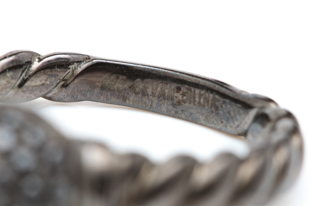 Black Rhodium Plated Sterling Silver and Black Crystal Ring