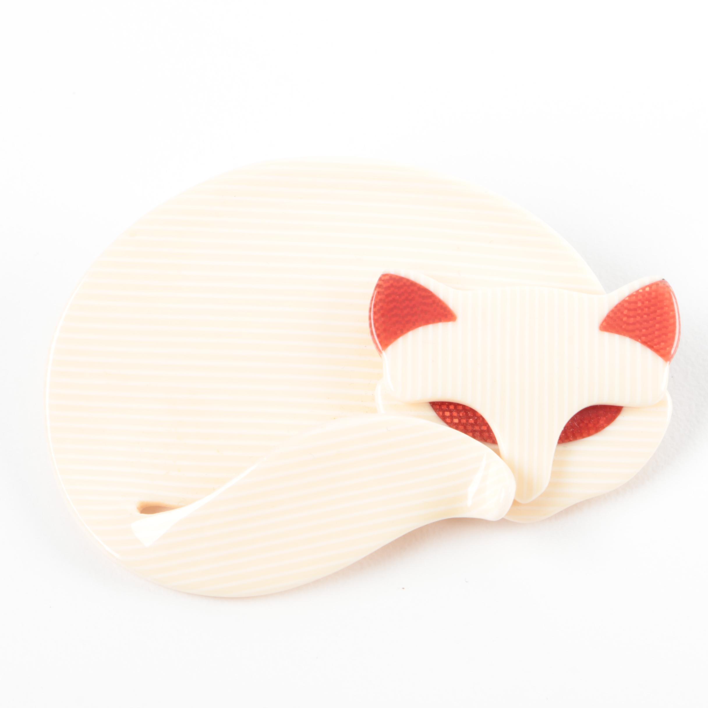 Vintage Lea Stein Celluloid Cat Brooch