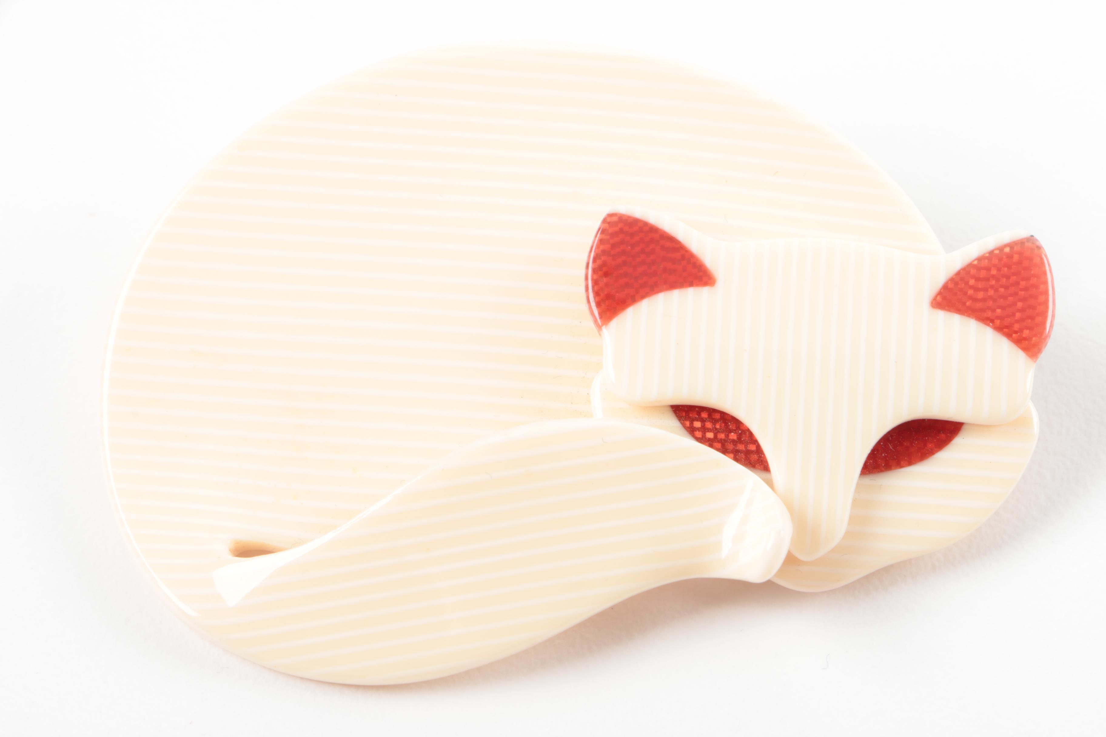 Vintage Lea Stein Celluloid Cat Brooch