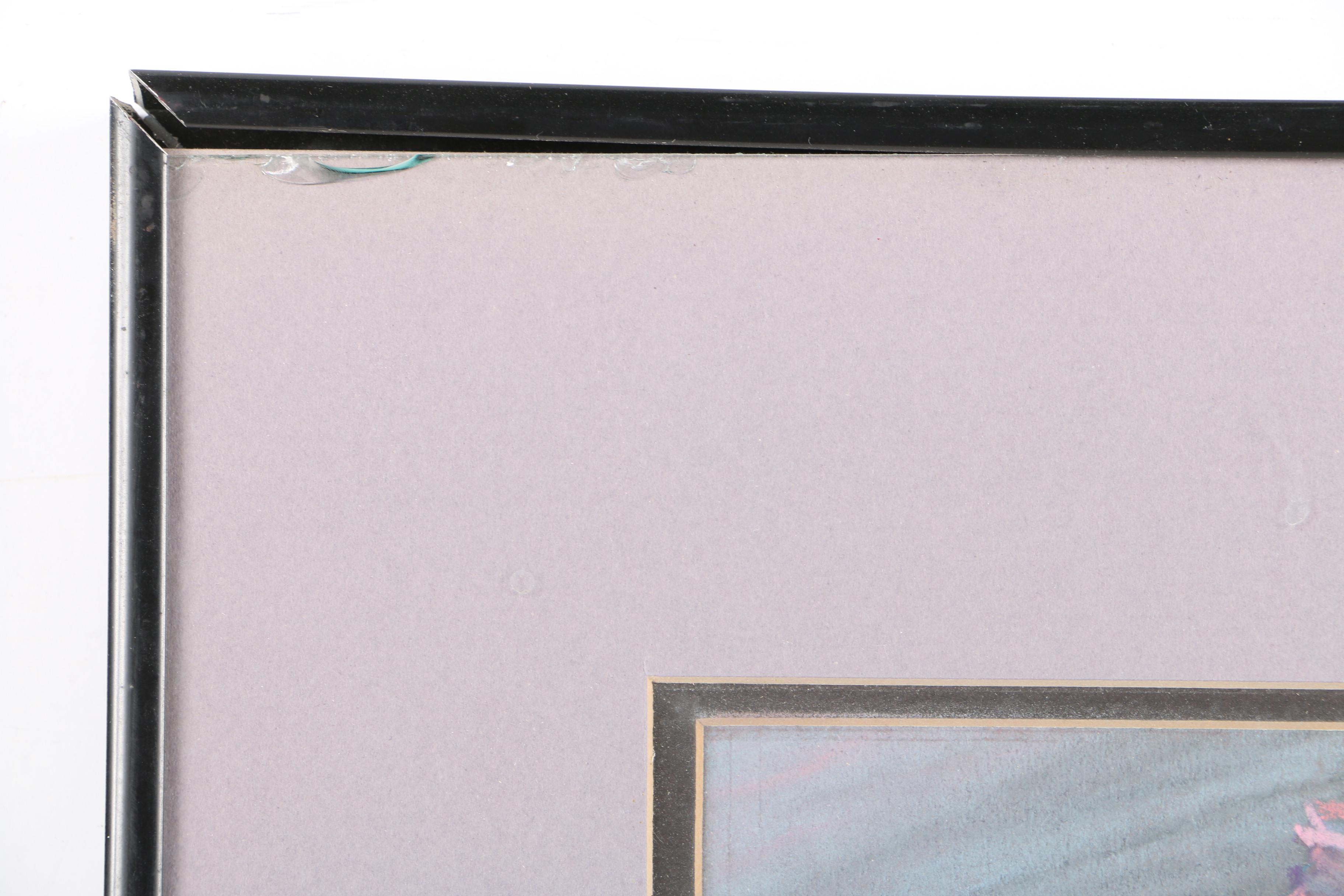 Signed Pastel Drawing of Alfred Hitchcock and the "Psycho" House