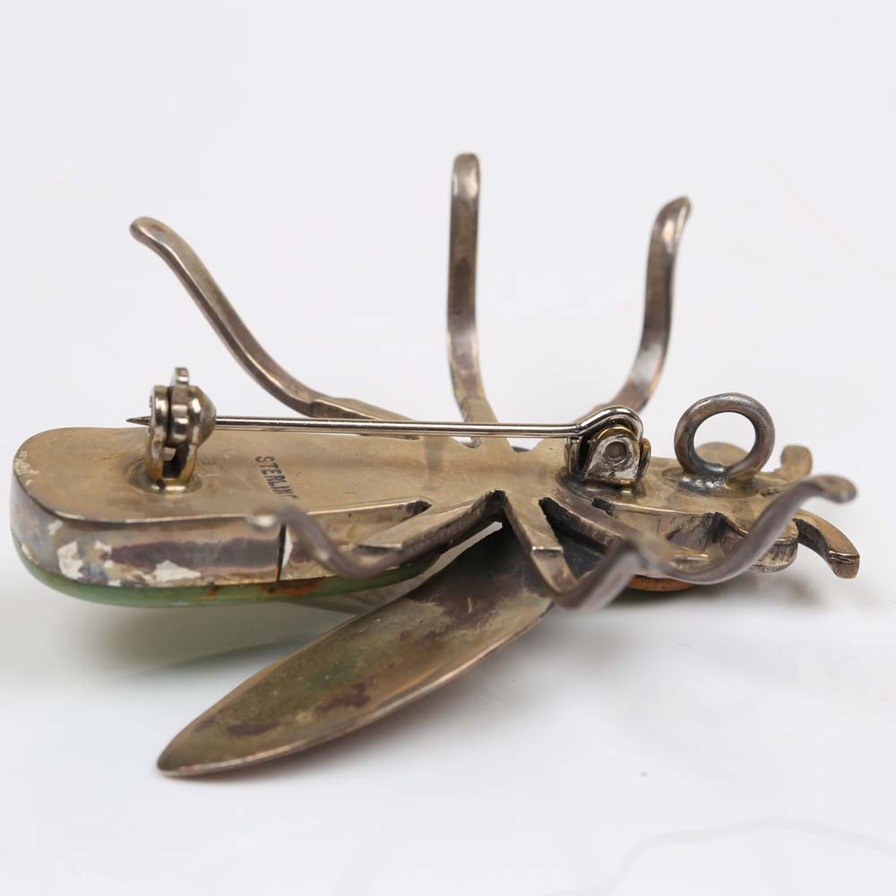 Sterling Silver and Turquoise Bee Pendant Brooch