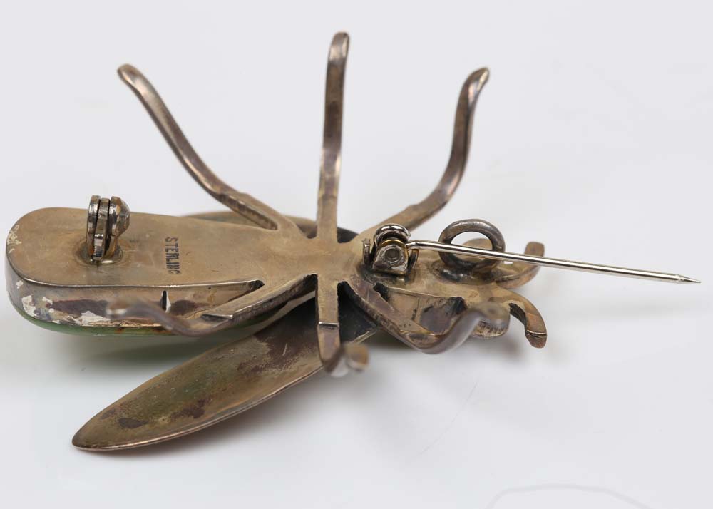 Sterling Silver and Turquoise Bee Pendant Brooch