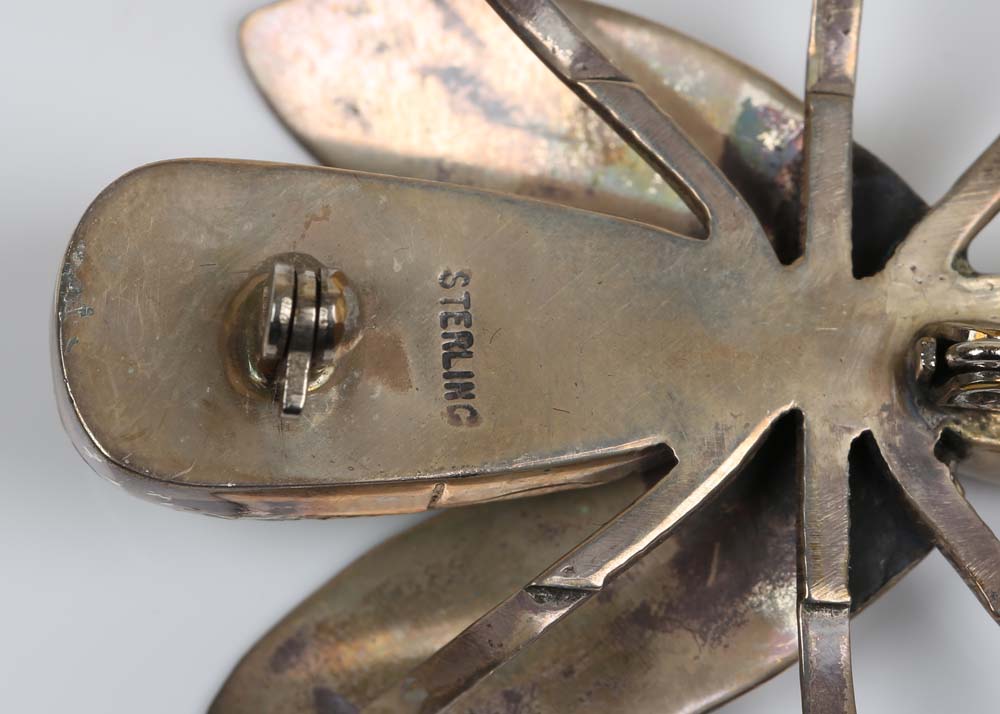 Sterling Silver and Turquoise Bee Pendant Brooch