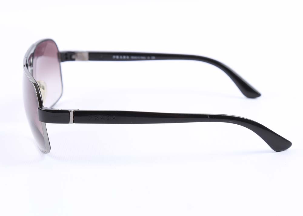 Prada "Linea Rossa" Gunmetal Aviator Sunglasses