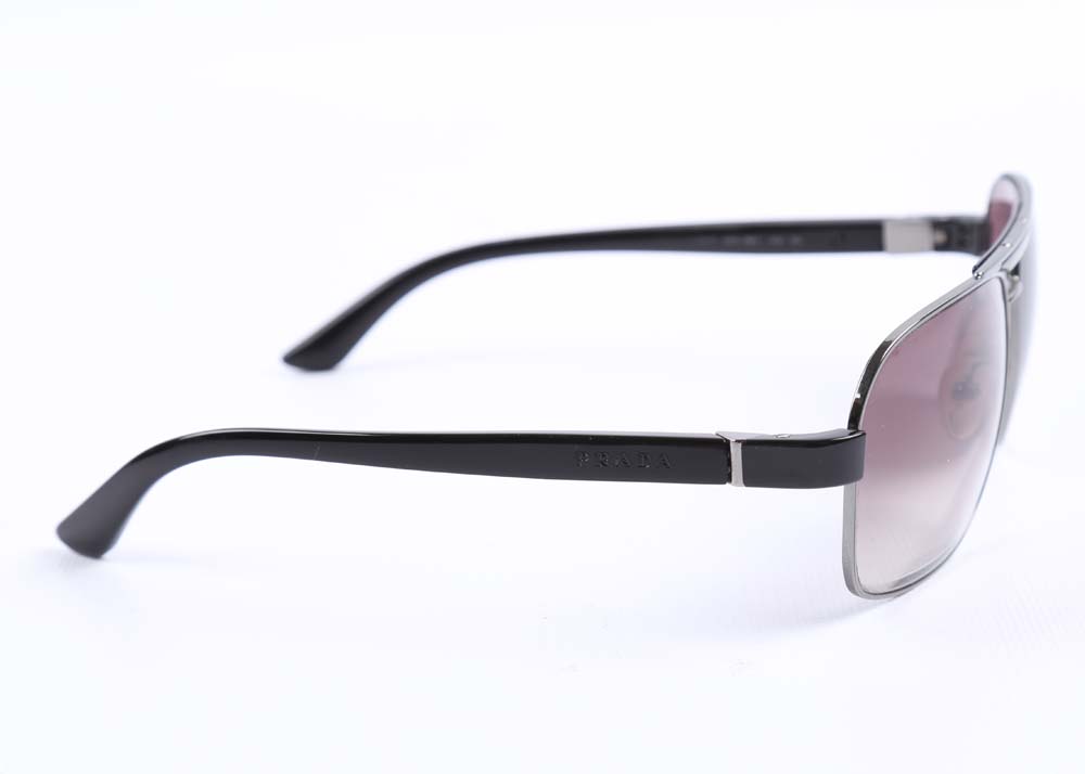 Prada "Linea Rossa" Gunmetal Aviator Sunglasses