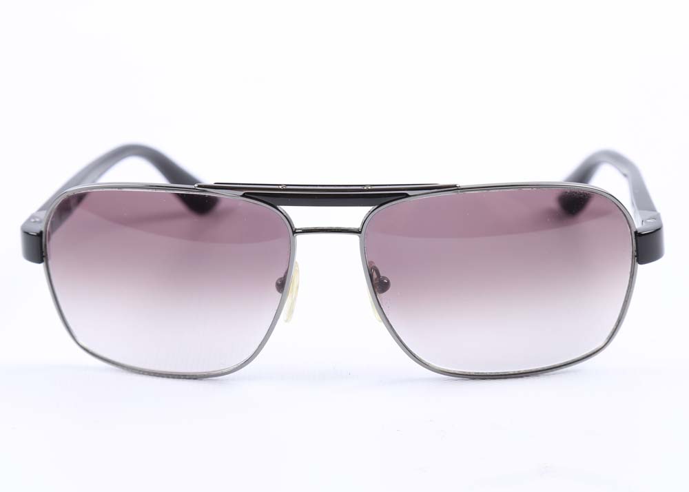 Prada "Linea Rossa" Gunmetal Aviator Sunglasses