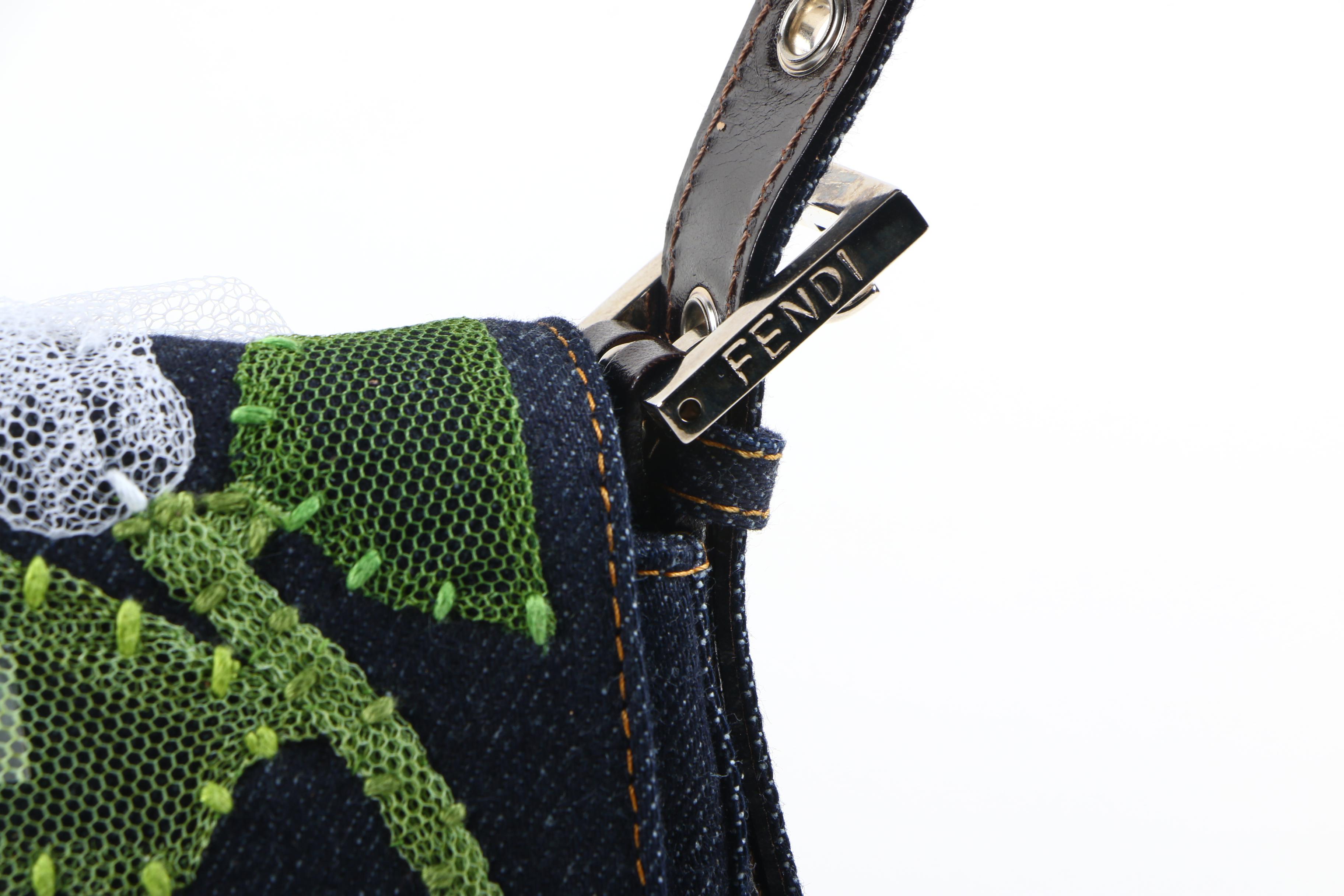 Fendi Daisy Denim Signature Baguette Bag