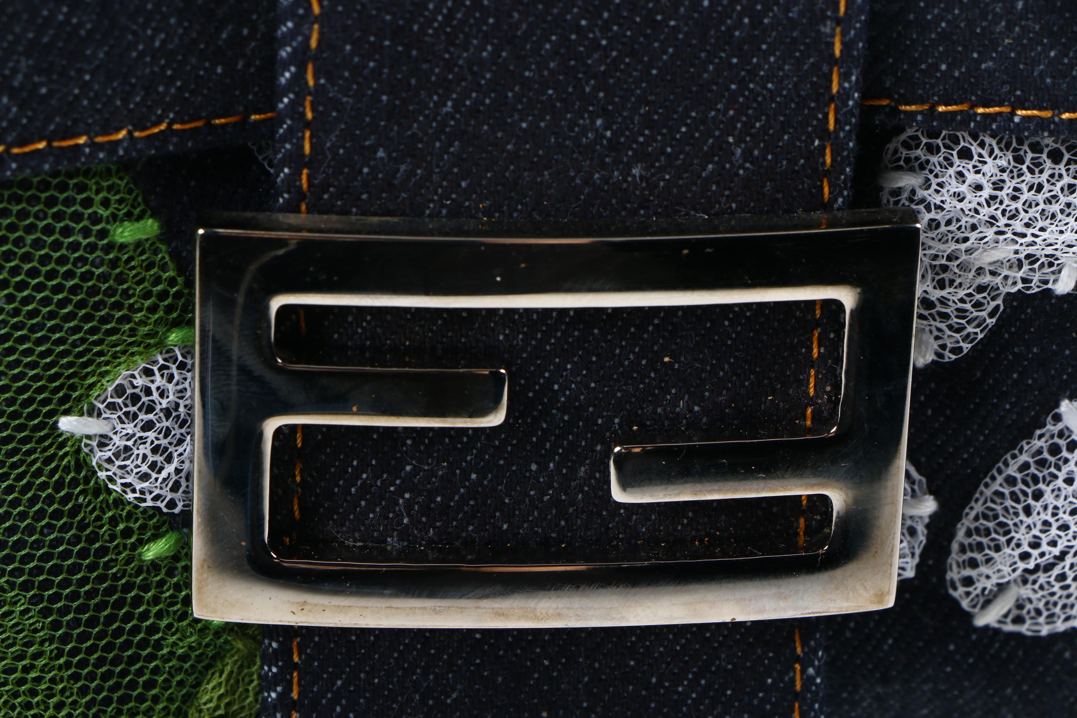 Fendi Daisy Denim Signature Baguette Bag