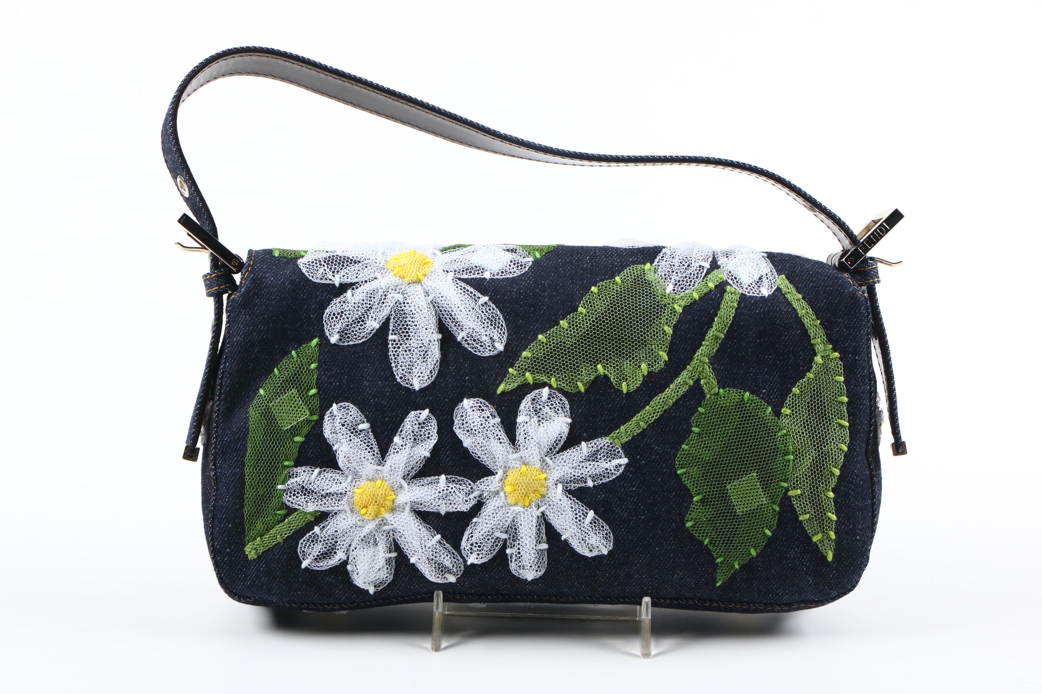 Fendi Daisy Denim Signature Baguette Bag