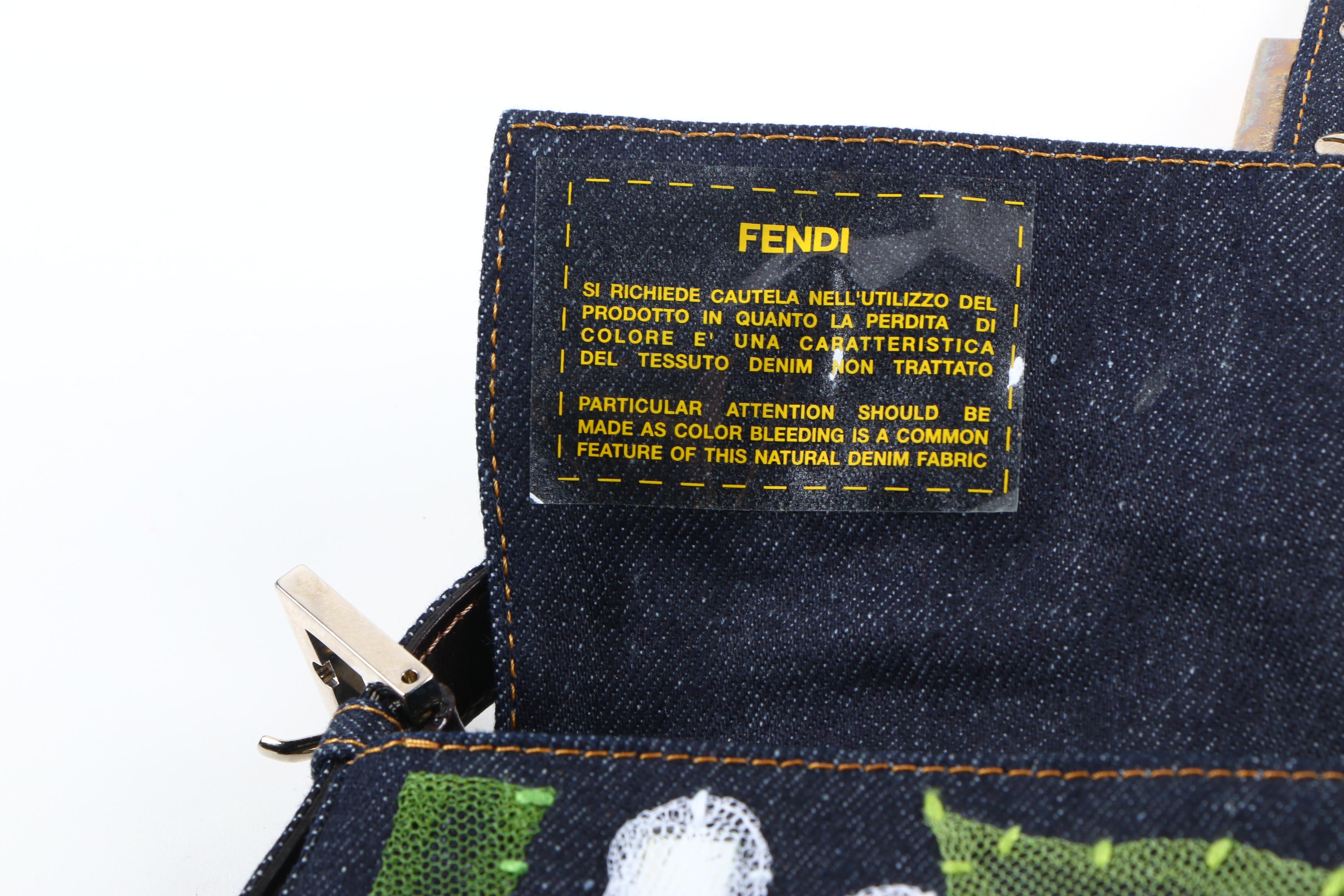 Fendi Daisy Denim Signature Baguette Bag