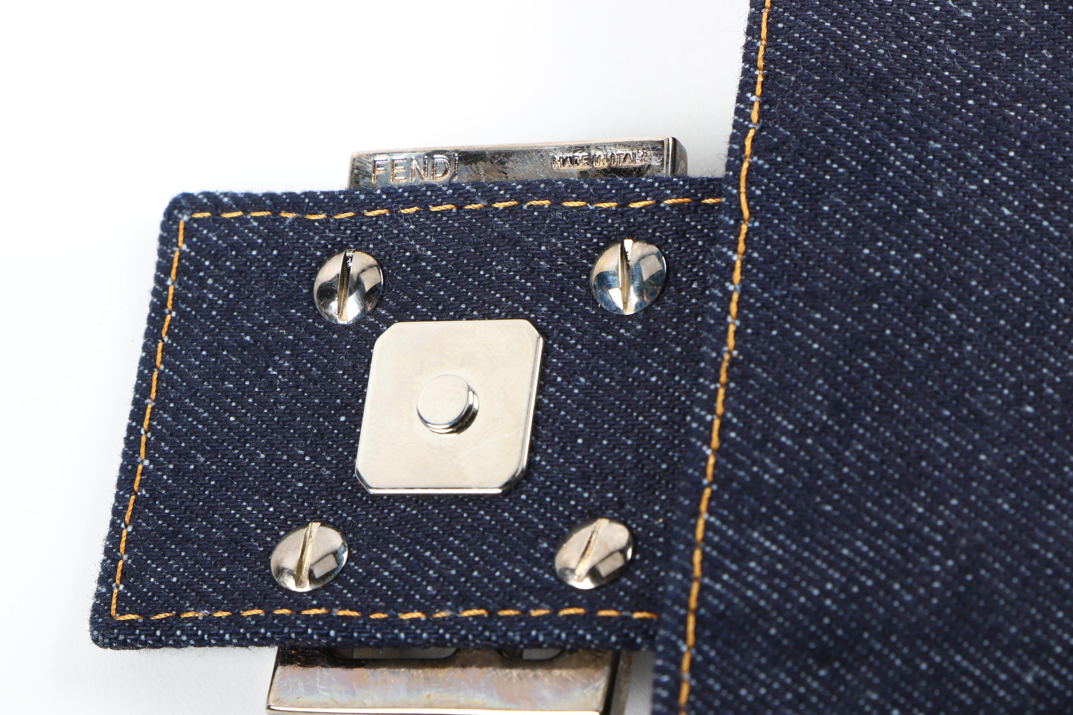 Fendi Daisy Denim Signature Baguette Bag