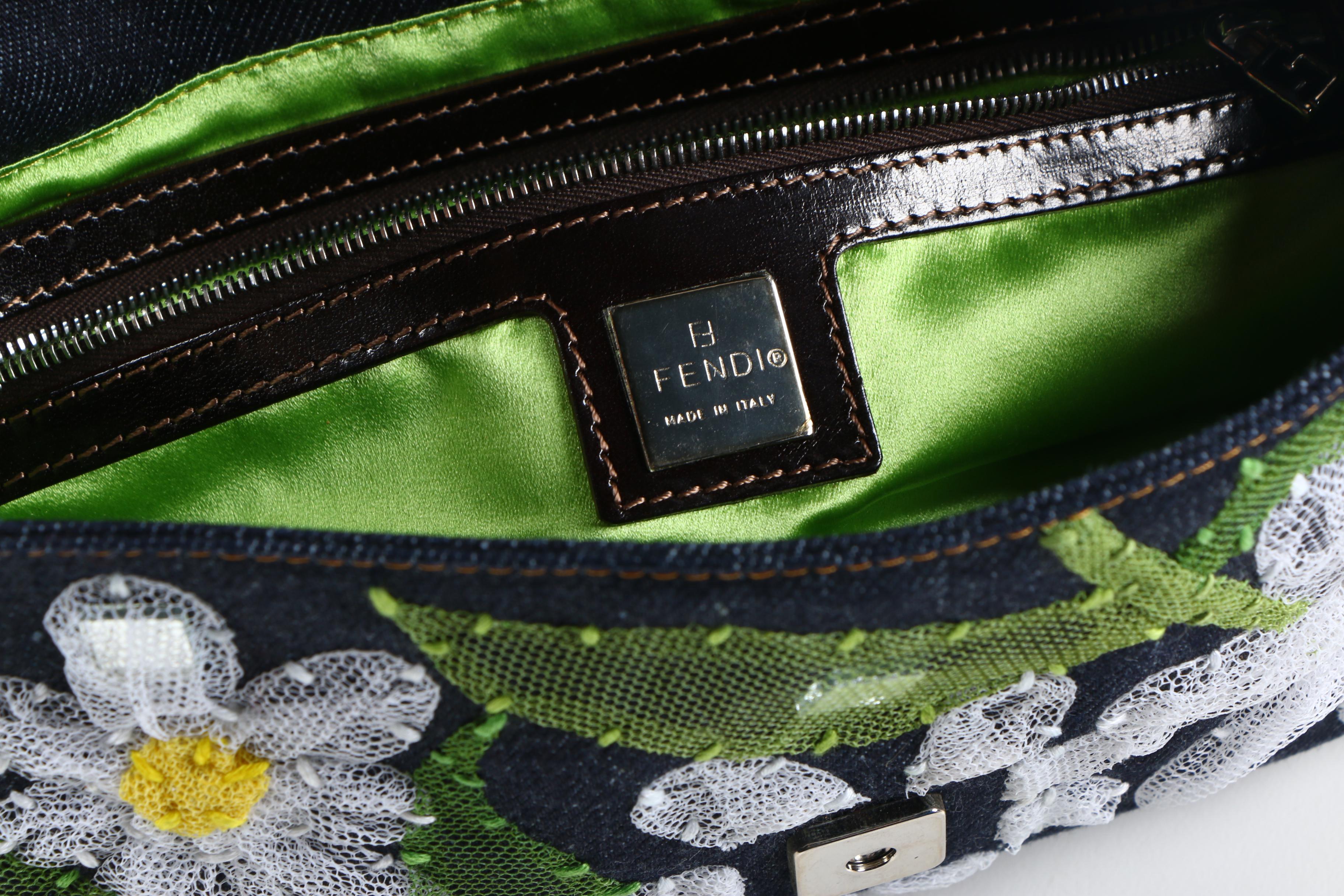 Fendi Daisy Denim Signature Baguette Bag