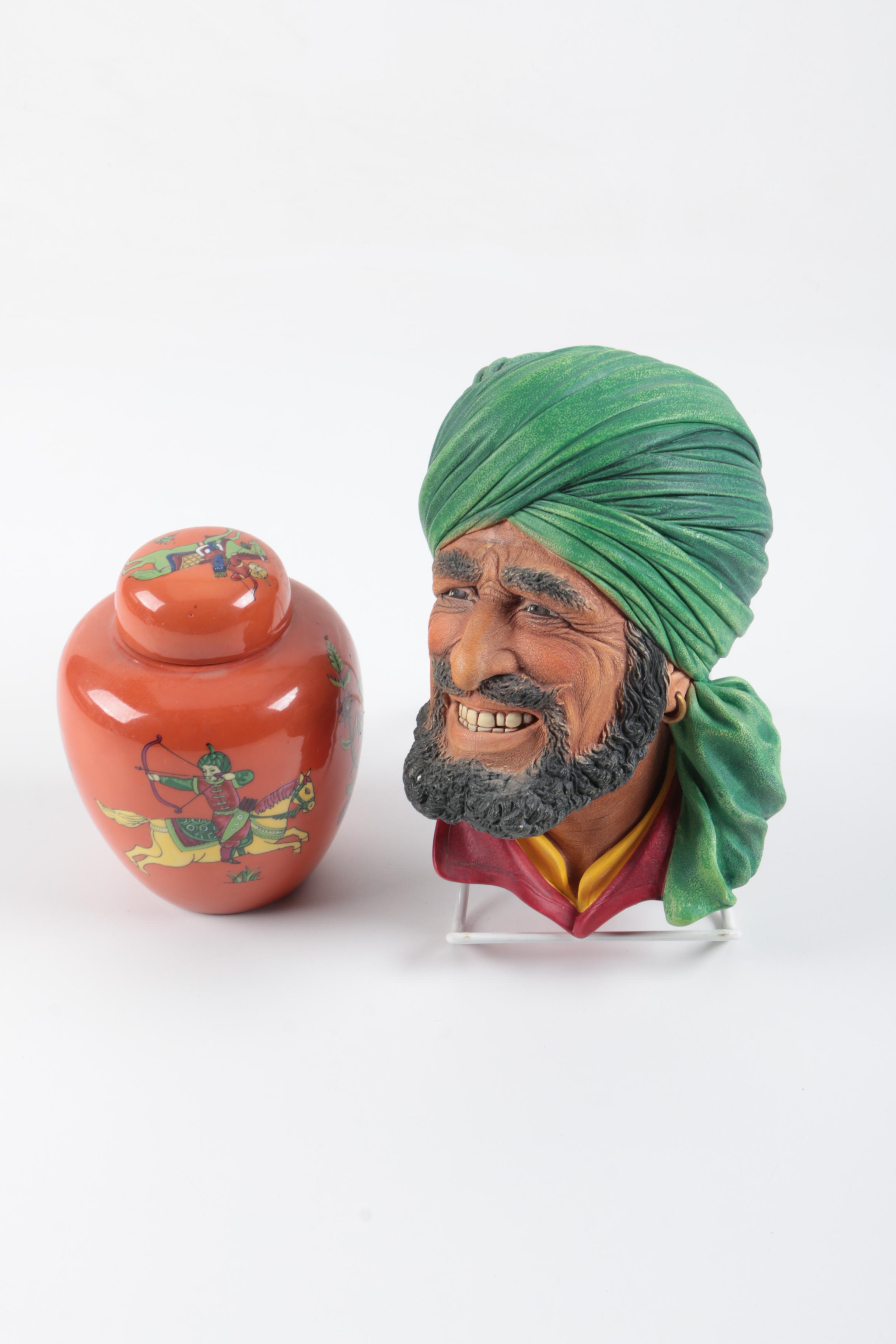 Bossons Chalkware Bust and A Ceramic Ginger Jar