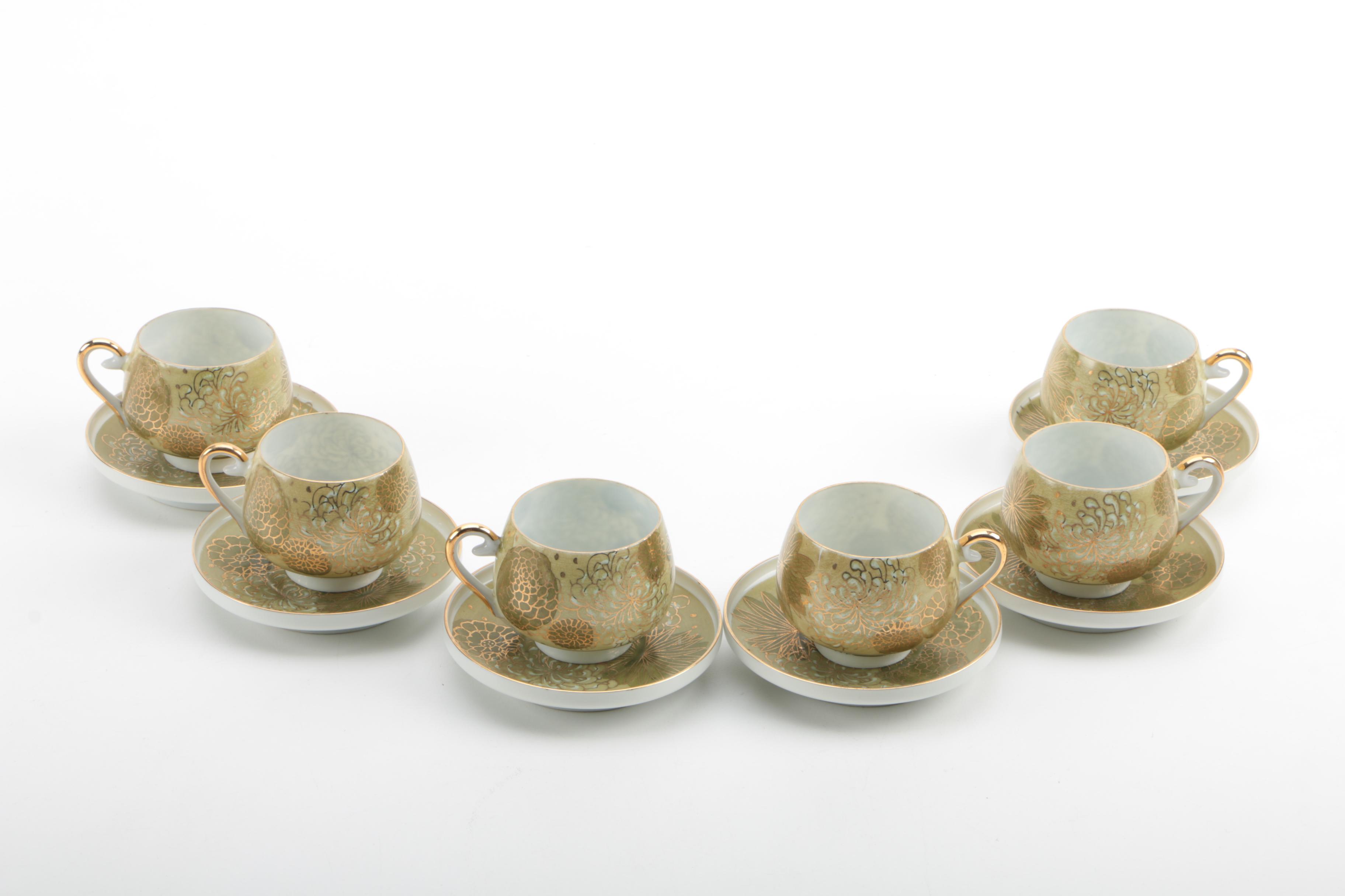 Vintage Japanese Tea Service with Lithophane Cups