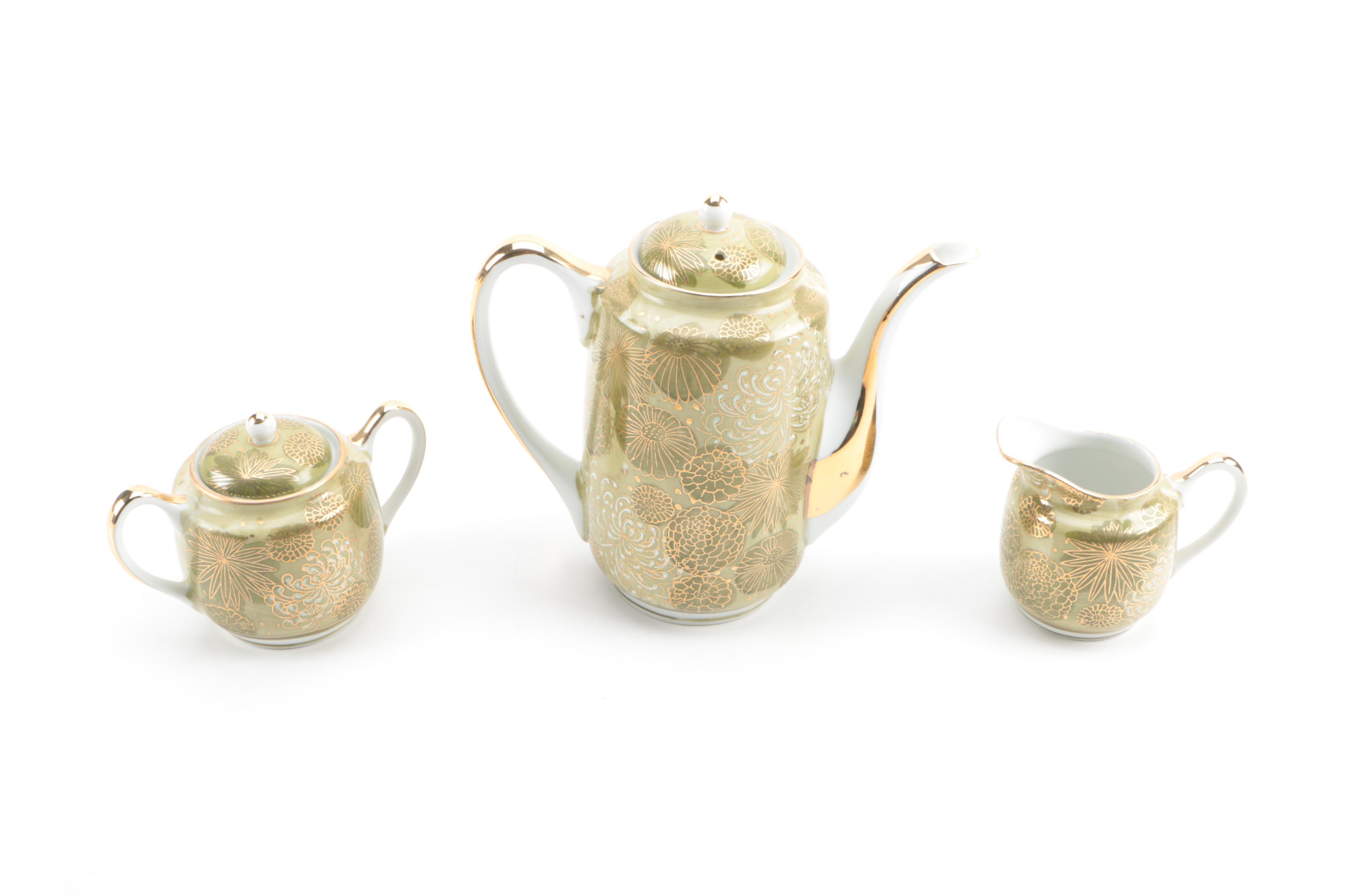 Vintage Japanese Tea Service with Lithophane Cups