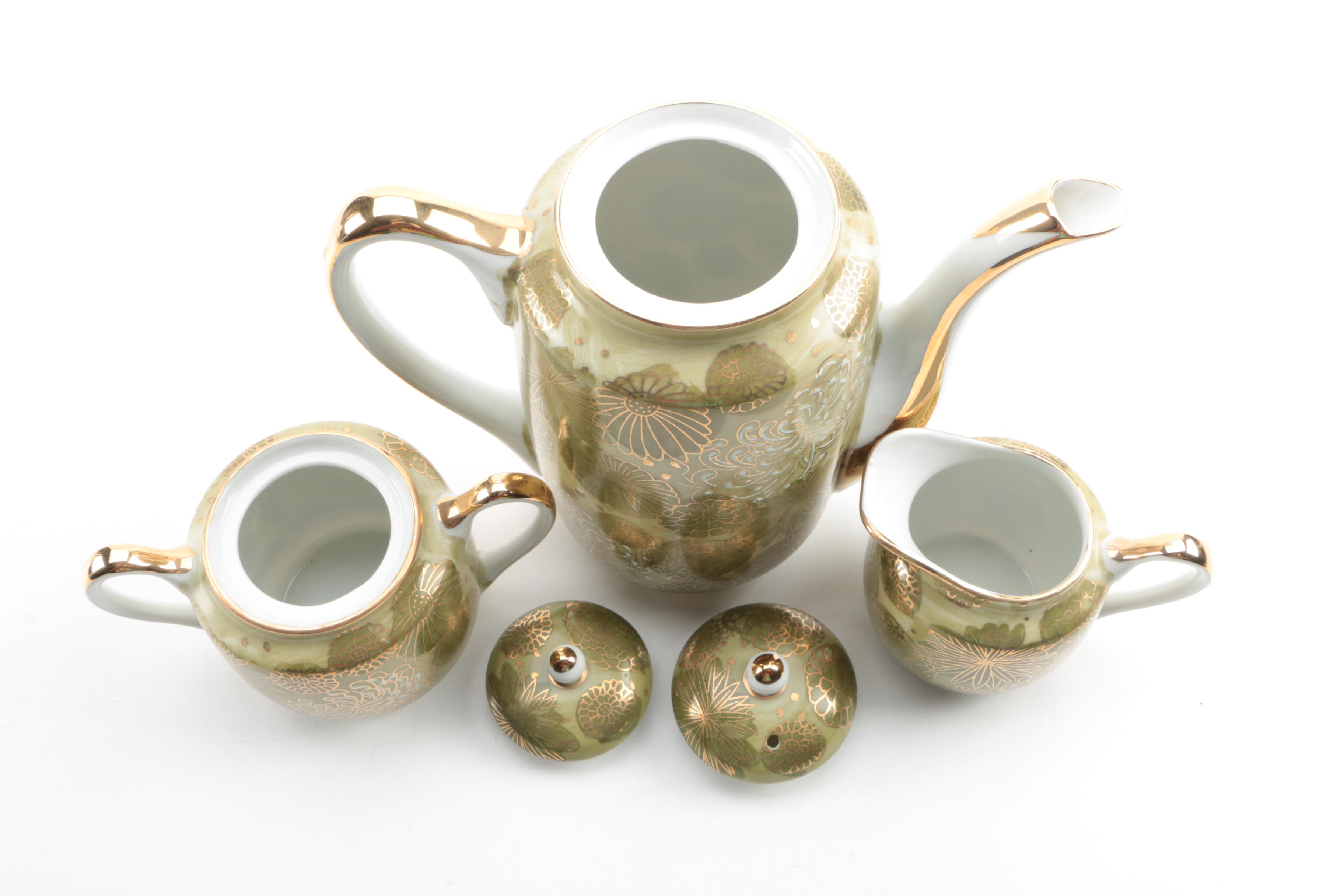 Vintage Japanese Tea Service with Lithophane Cups