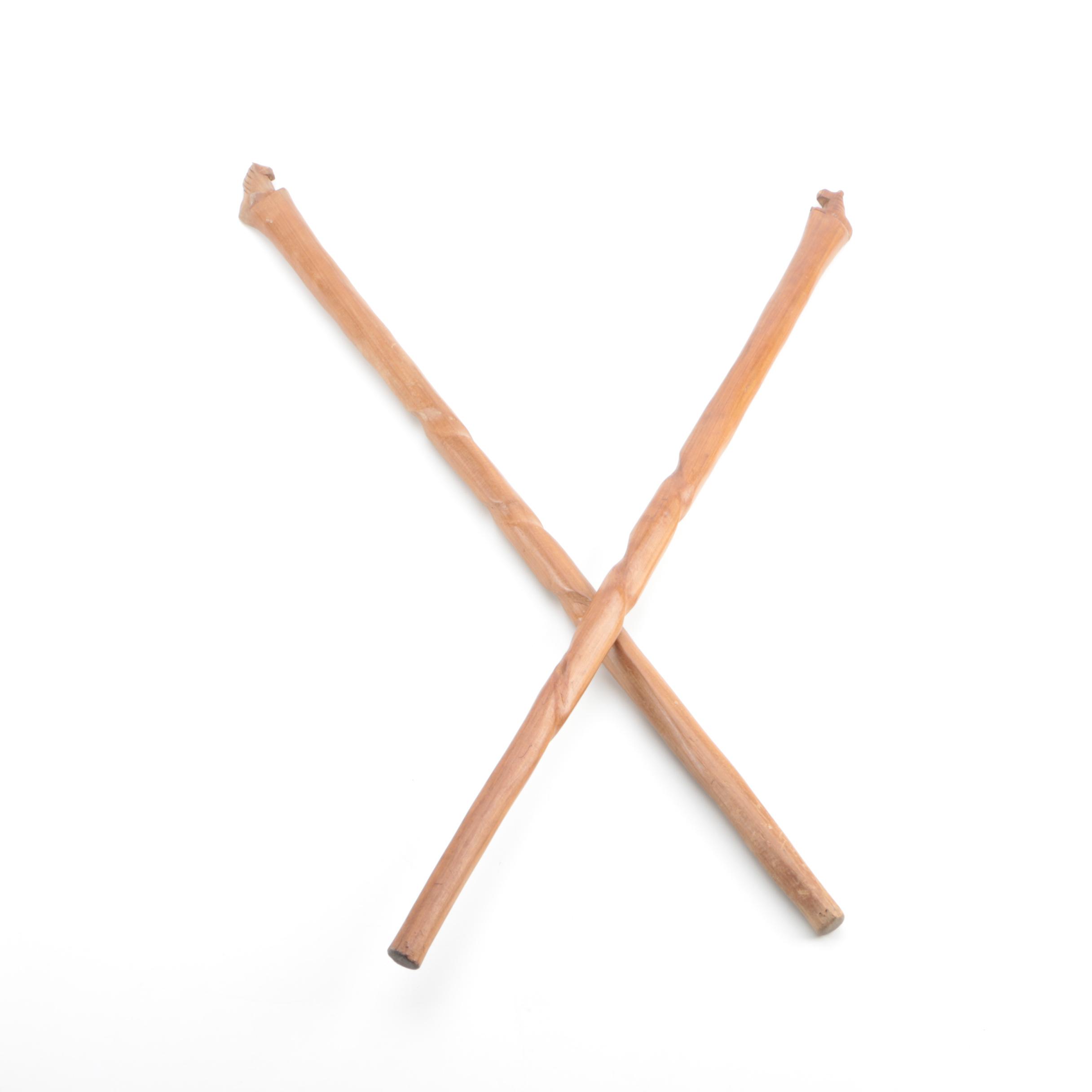 Pair of Hand Carved Walking sticks