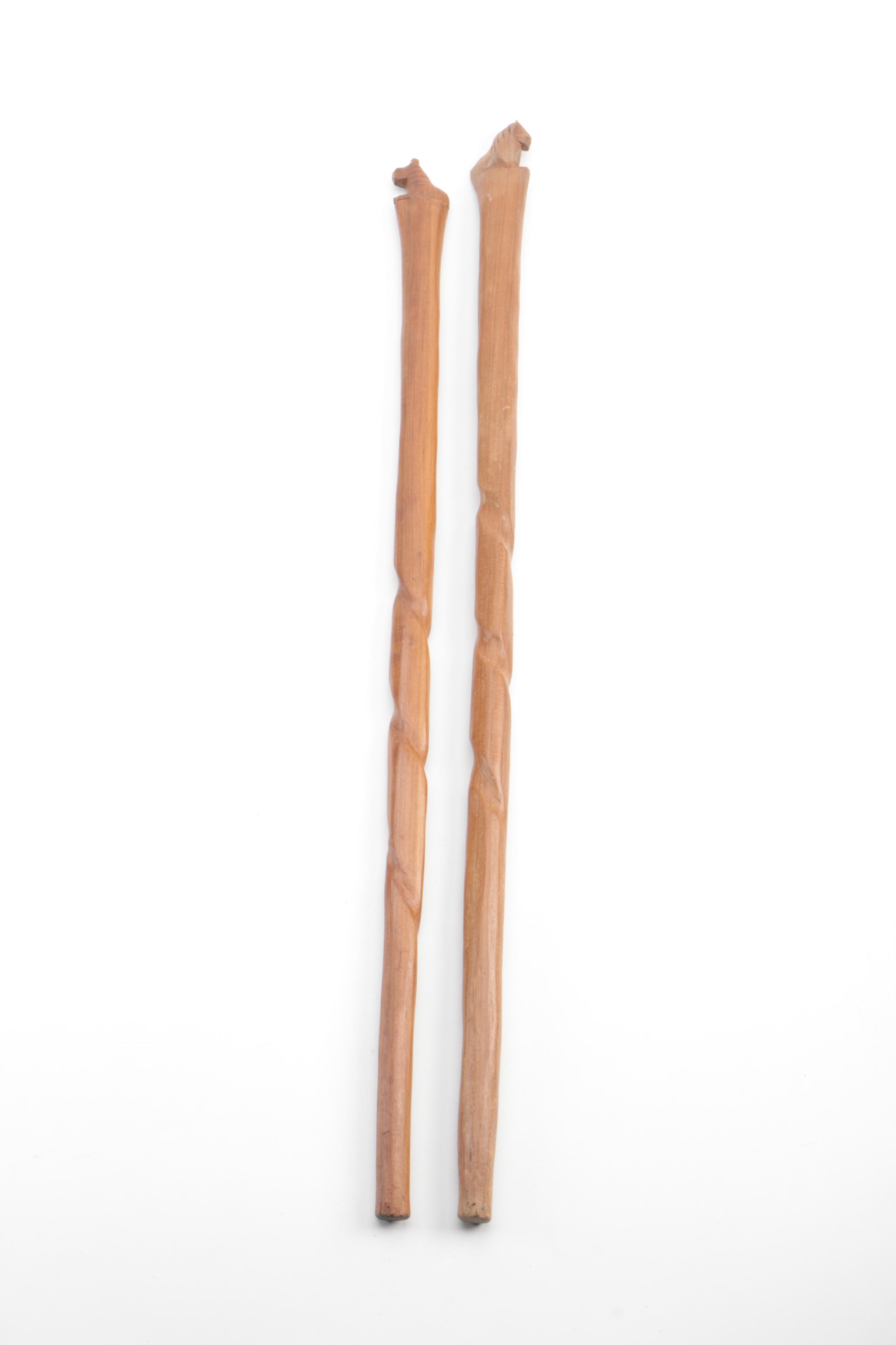 Pair of Hand Carved Walking sticks