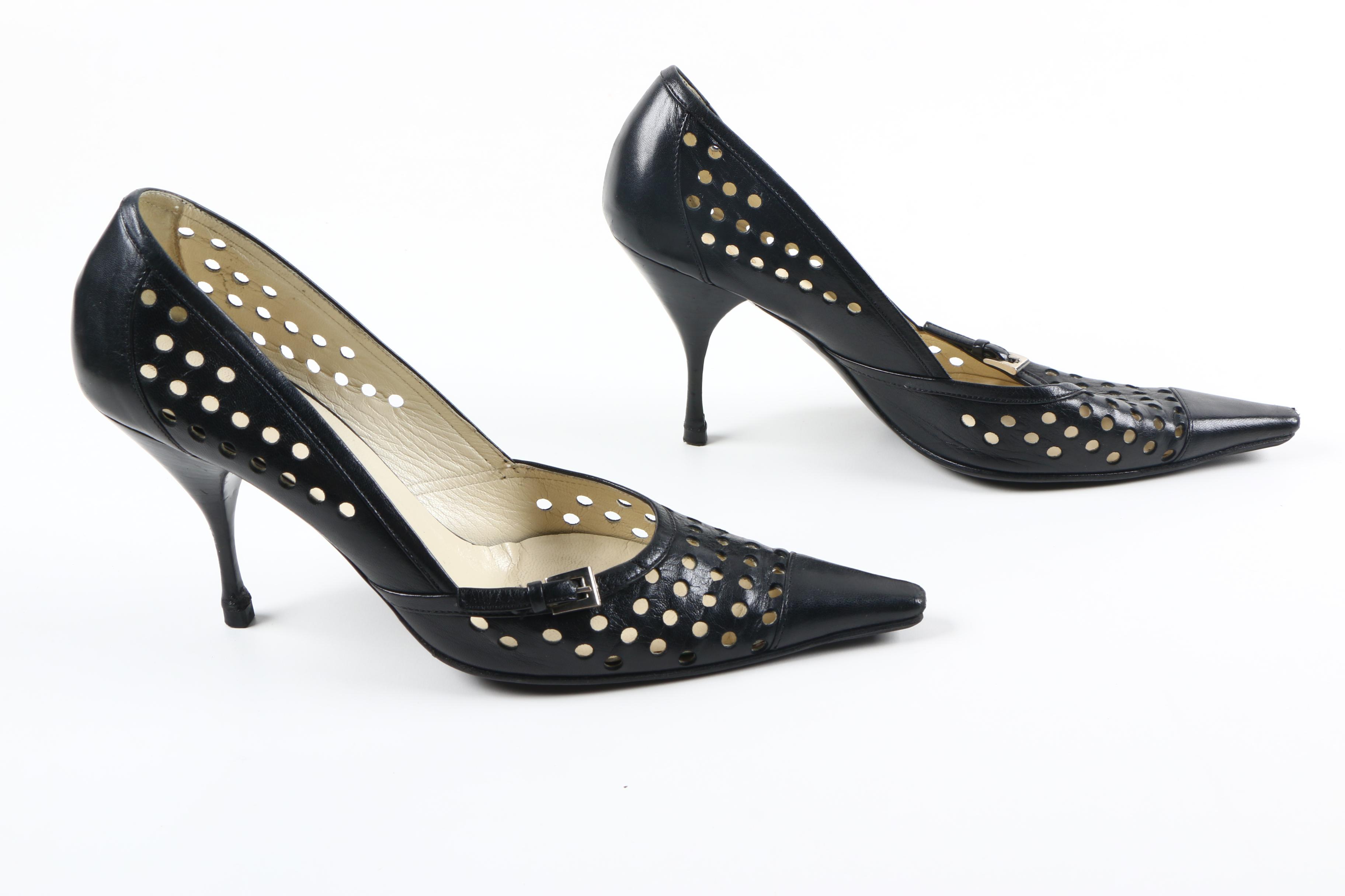 Prada Black Leather Heels