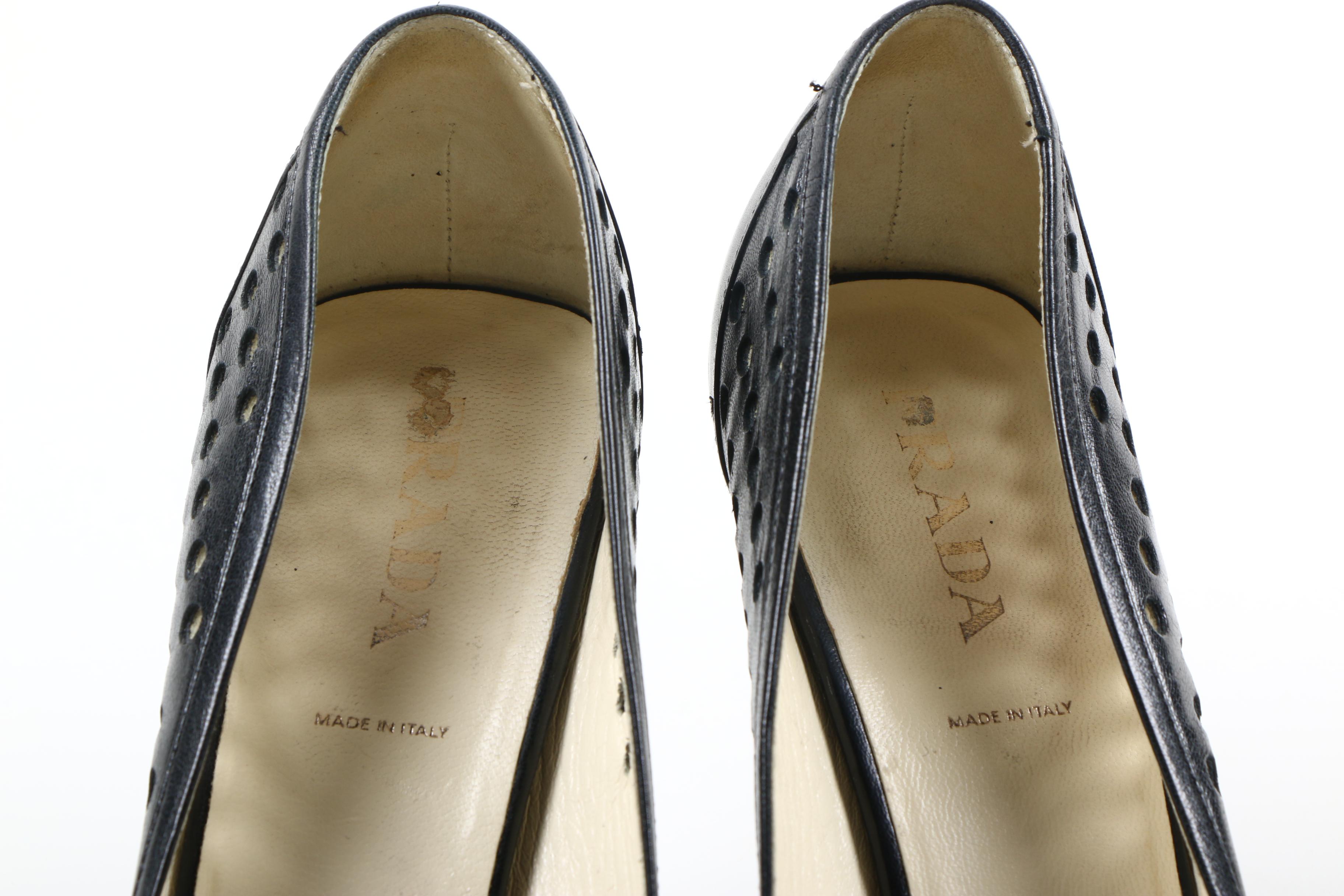 Prada Black Leather Heels