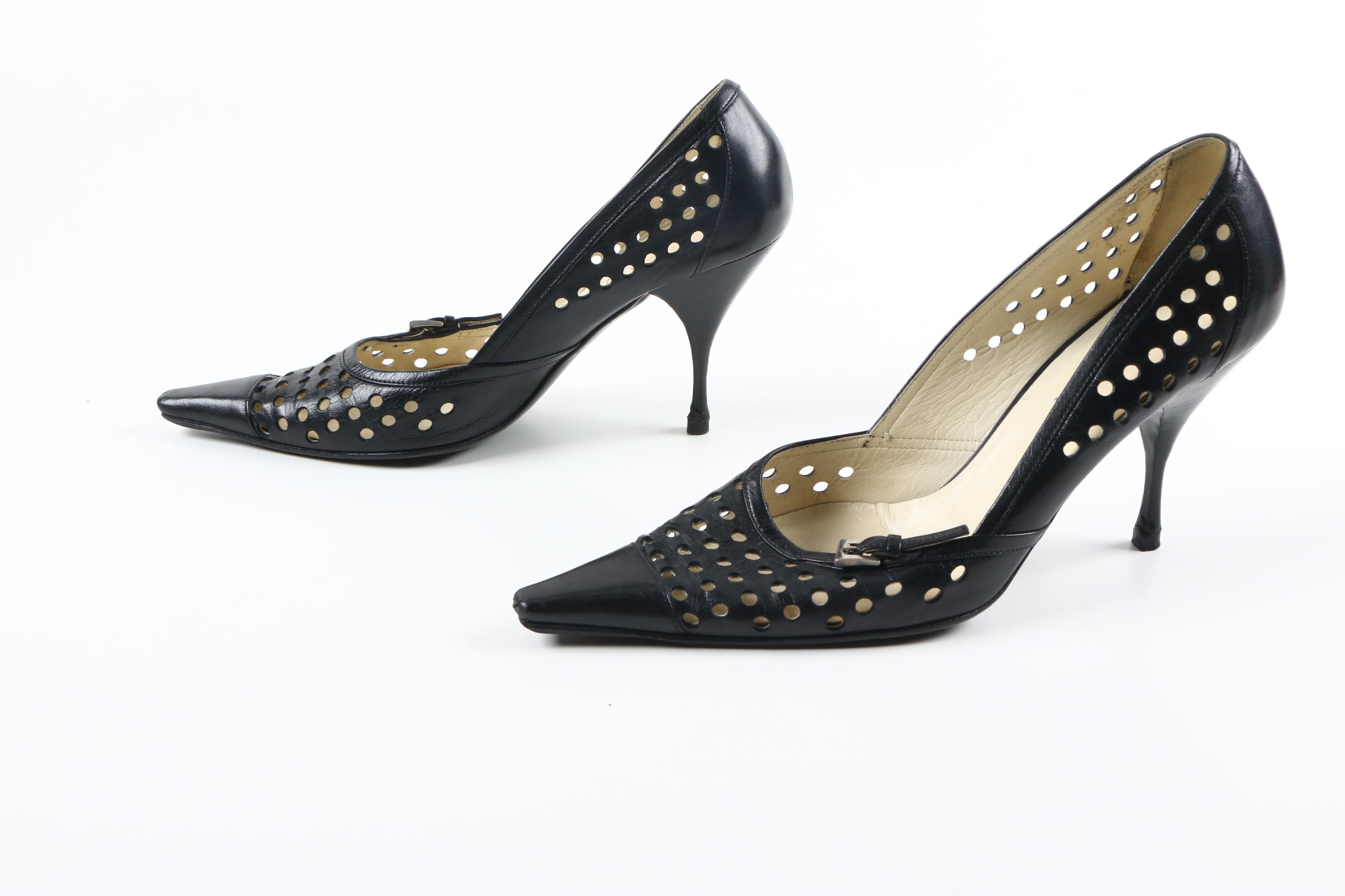 Prada Black Leather Heels