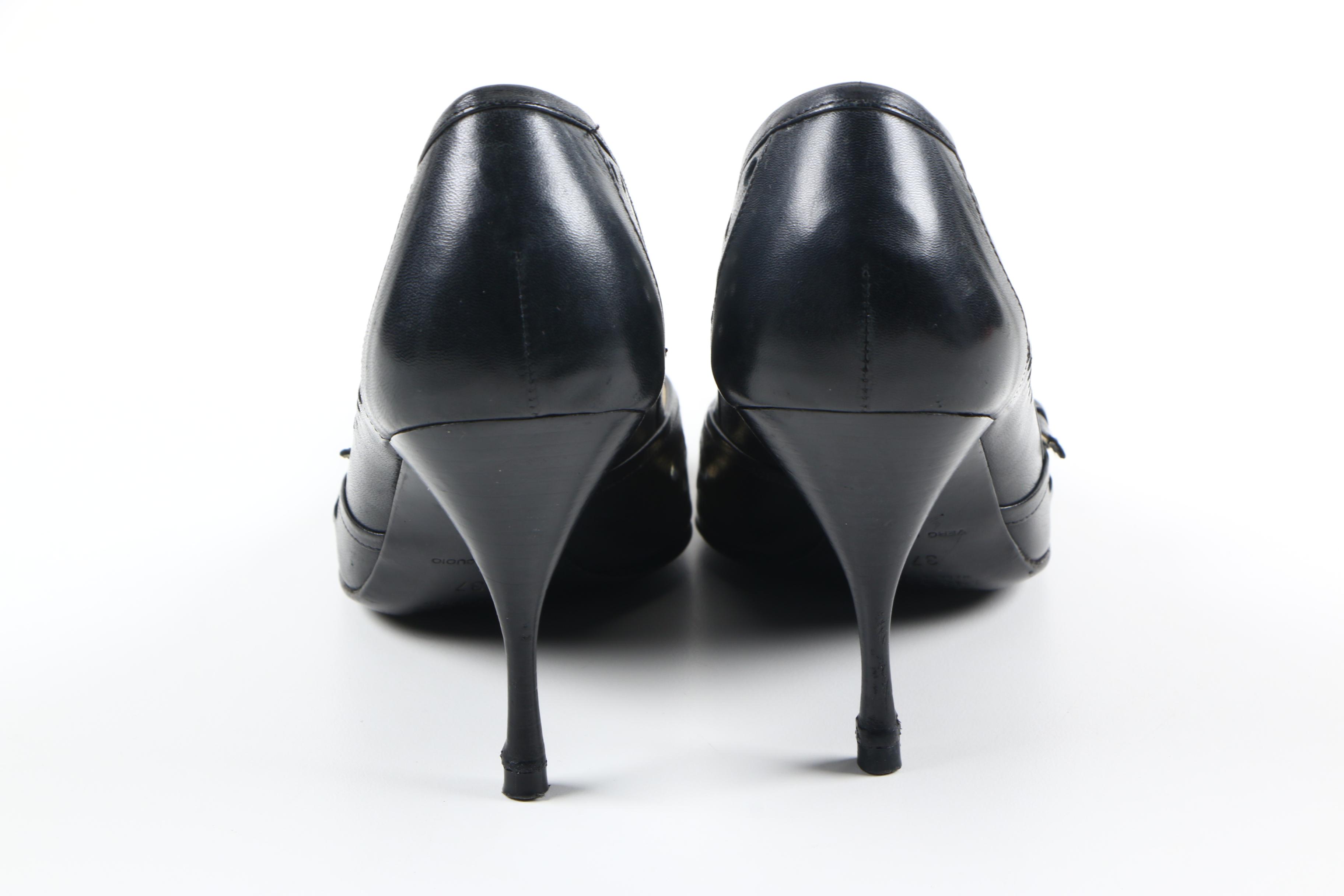 Prada Black Leather Heels