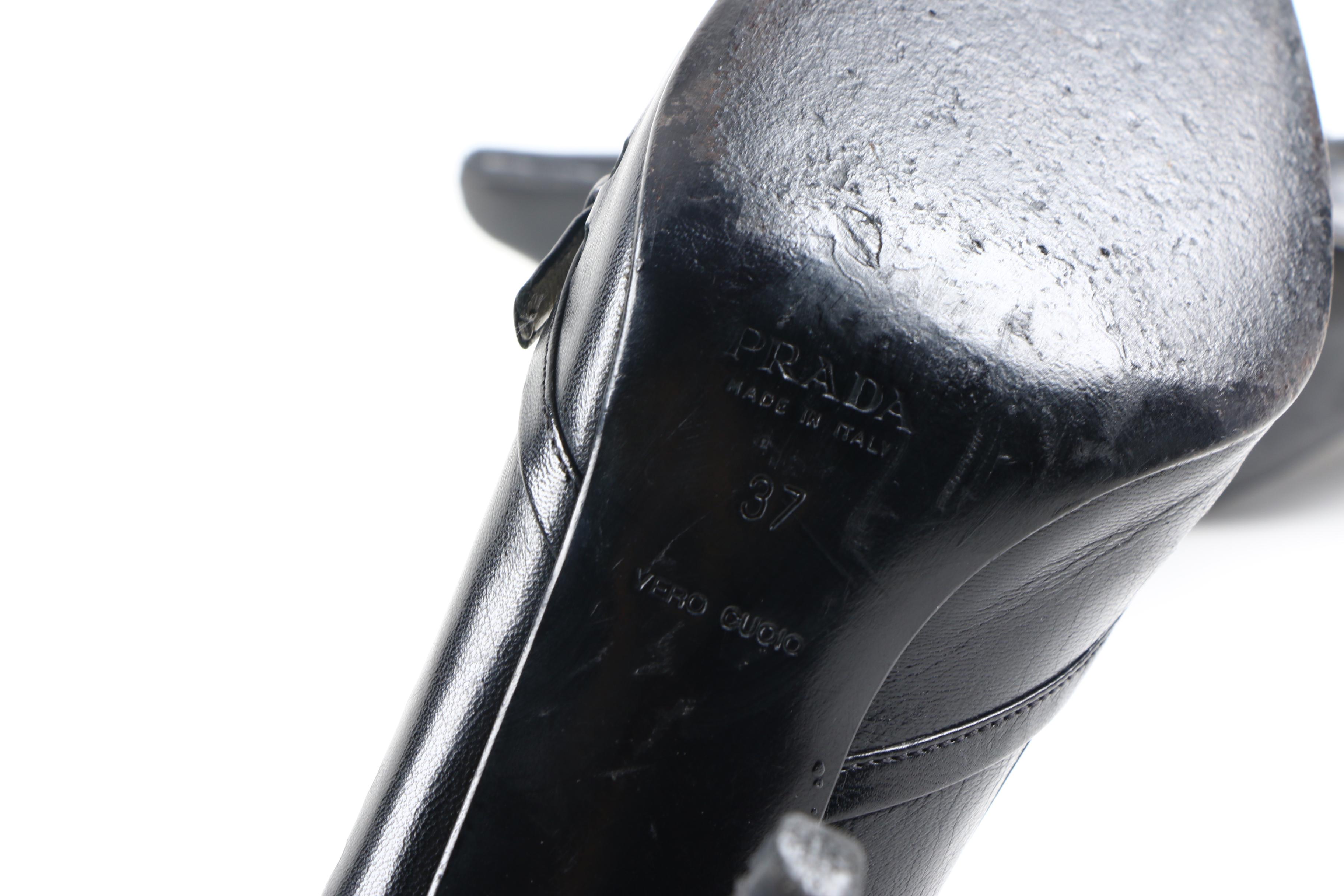 Prada Black Leather Heels