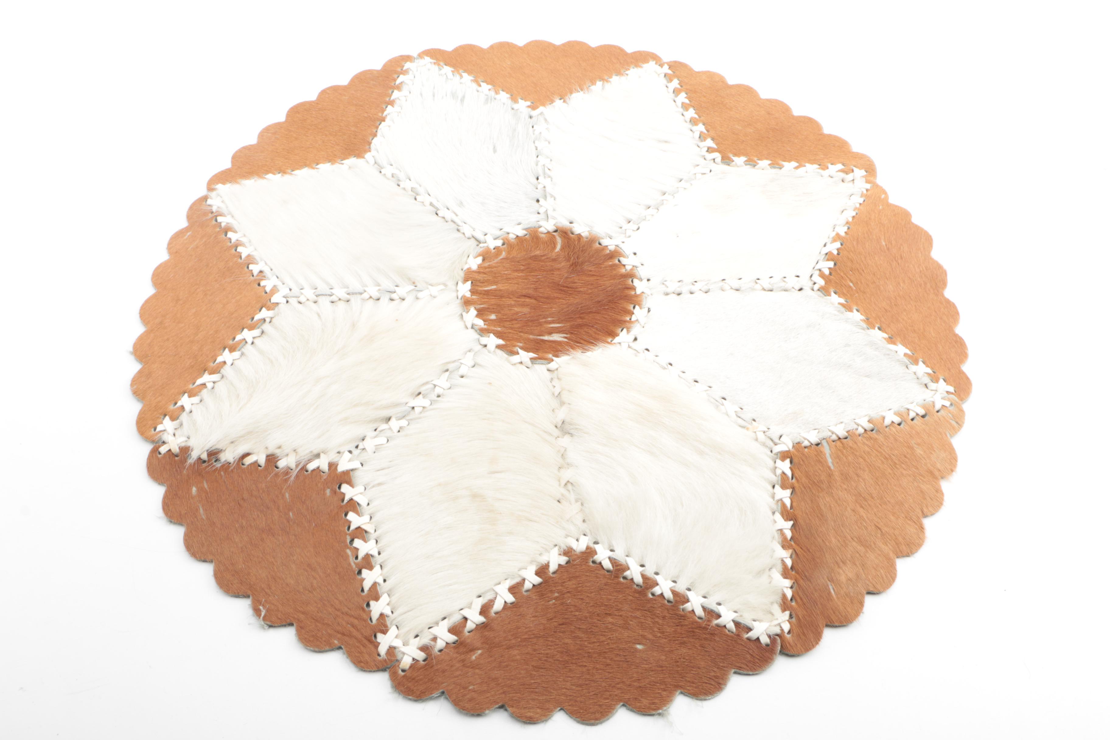 Hand Made Argentinian Calf Hide and Leather Accent Rug